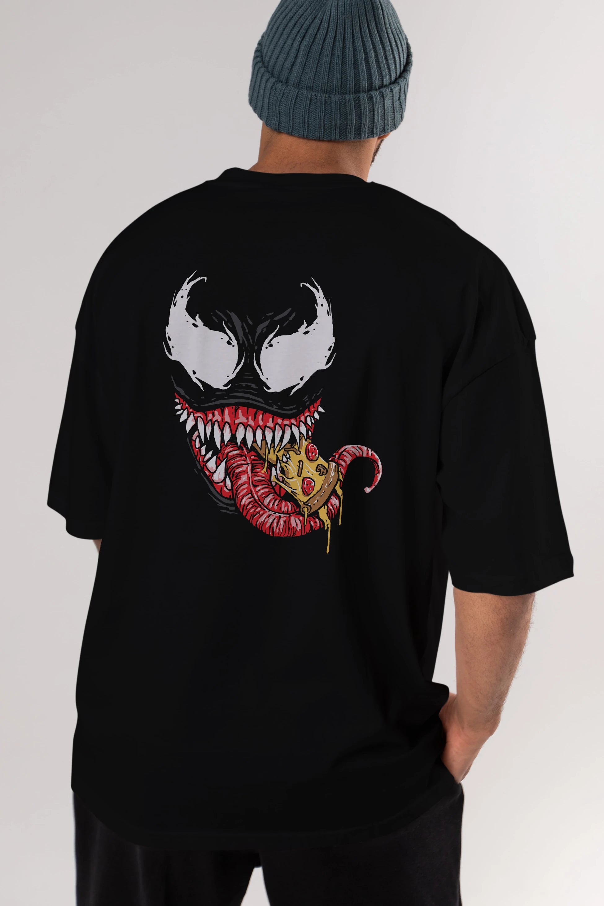 Venom (1) Arka Baskılı Oversize t-shirt Erkek Kadın Unisex %100 Pamuk Bisiklet Yaka tişort