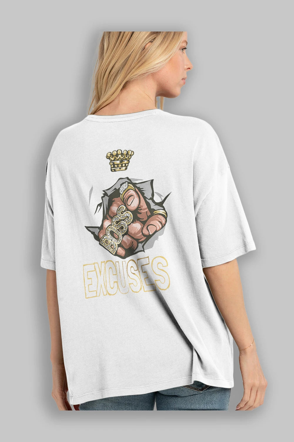No Excuses Arka Baskılı Oversize t-shirt Erkek Kadın Unisex