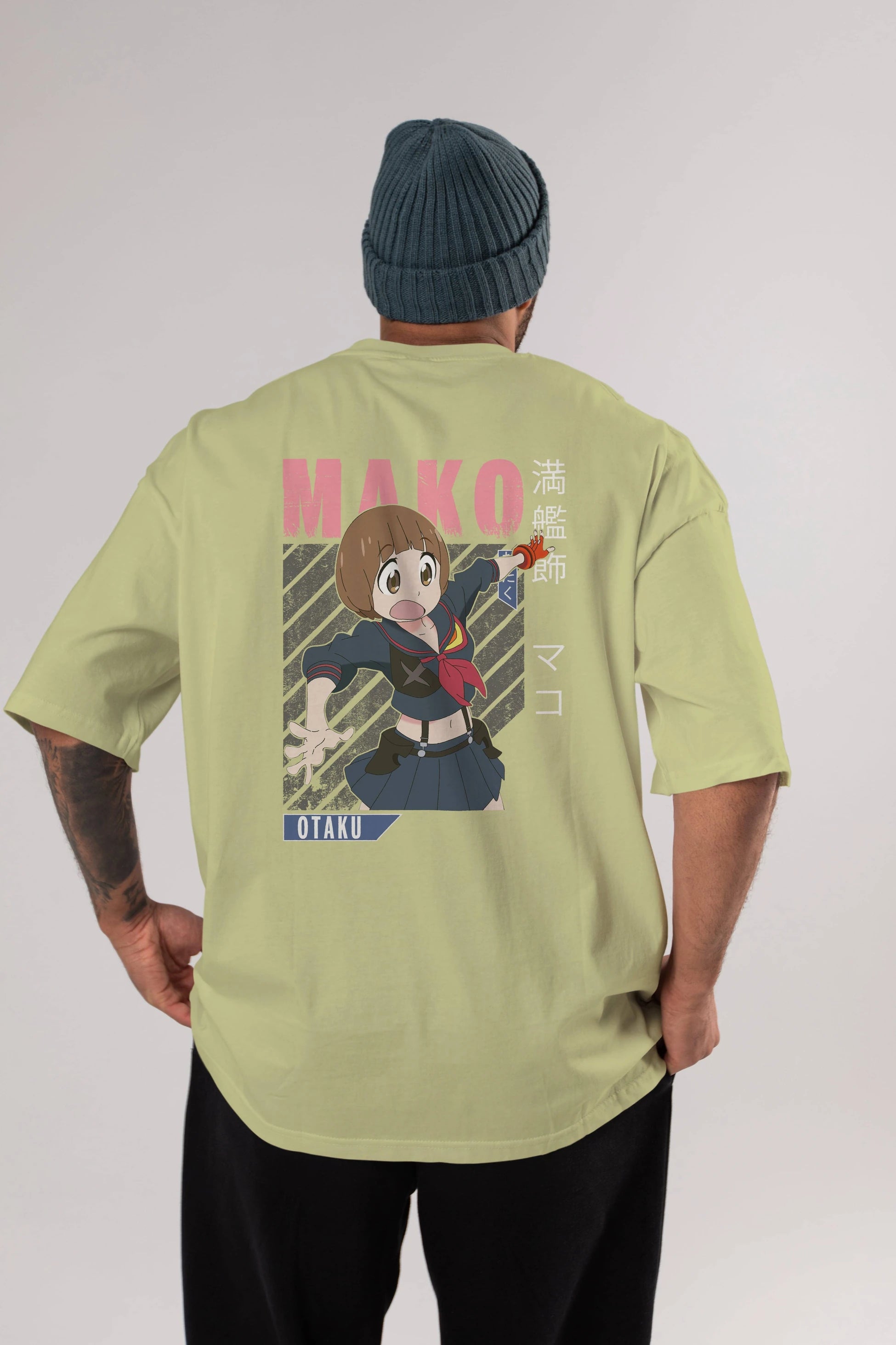 Mako Mankanshoku 2 Anime Arka Baskılı Oversize t-shirt Erkek Kadın Unisex