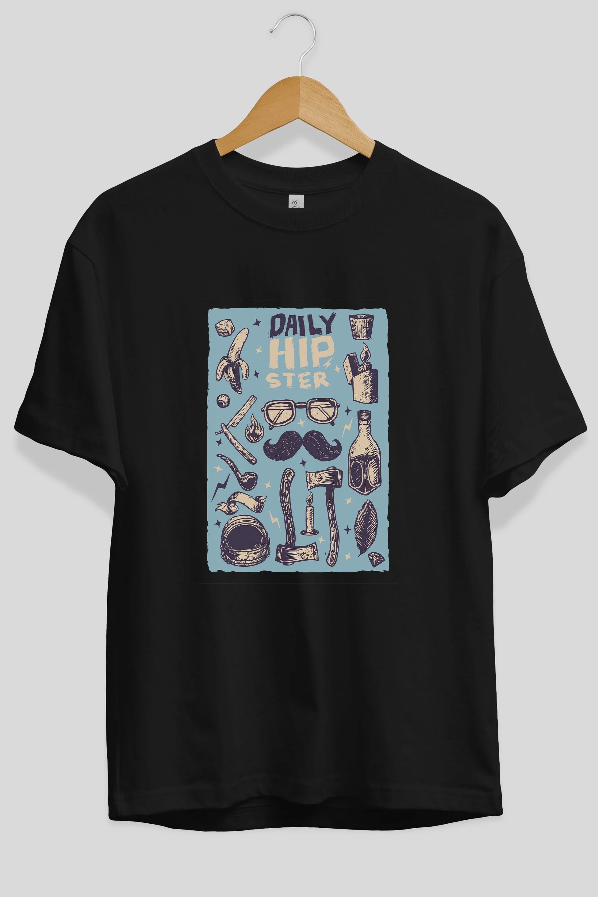 Hipster Ön Baskılı Oversize t-shirt Erkek Kadın Unisex %100 Pamuk tişort