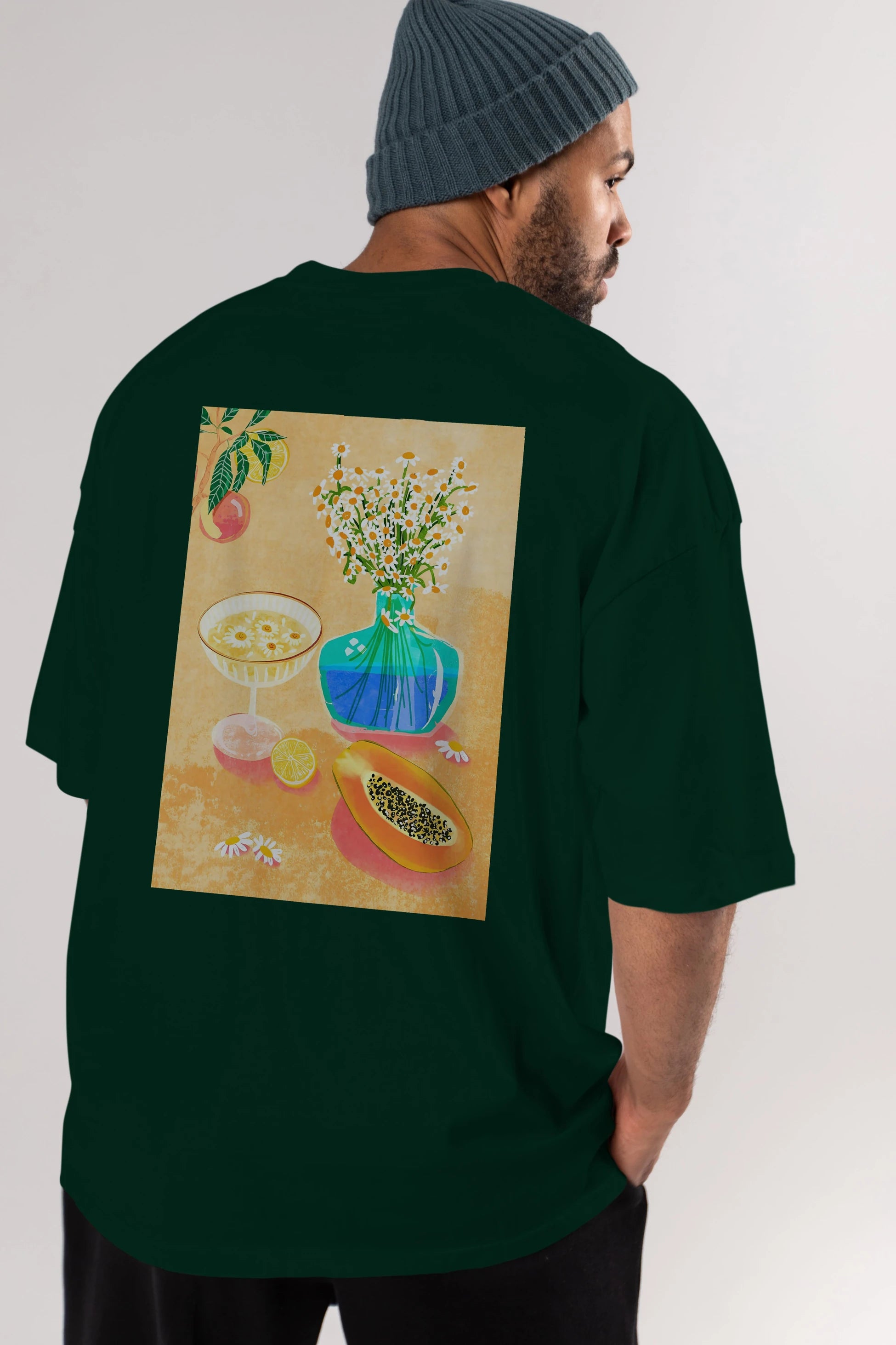 Cheers 2 Arka Baskılı Oversize t-shirt Erkek Kadın Unisex %100 Pamuk Bisiklet Yaka tişort