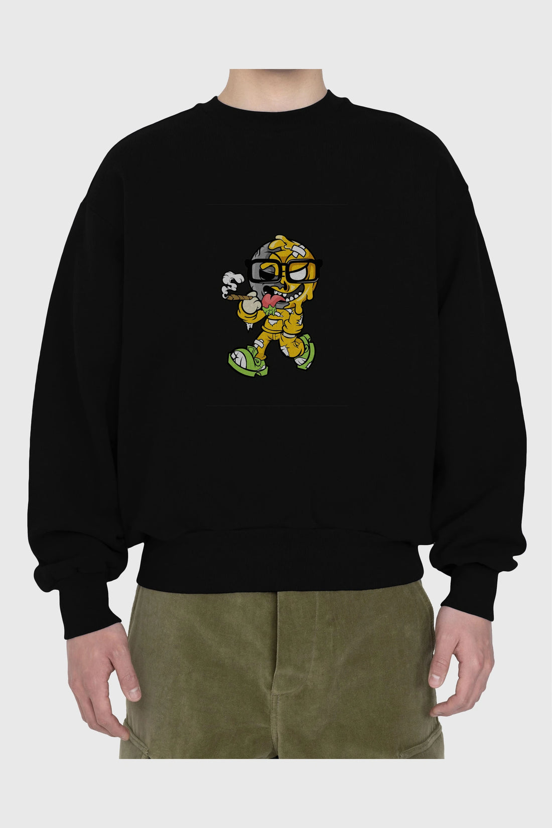 Eyeball Smoker Ön Baskılı Oversize Sweatshirt Erkek Kadın Unisex