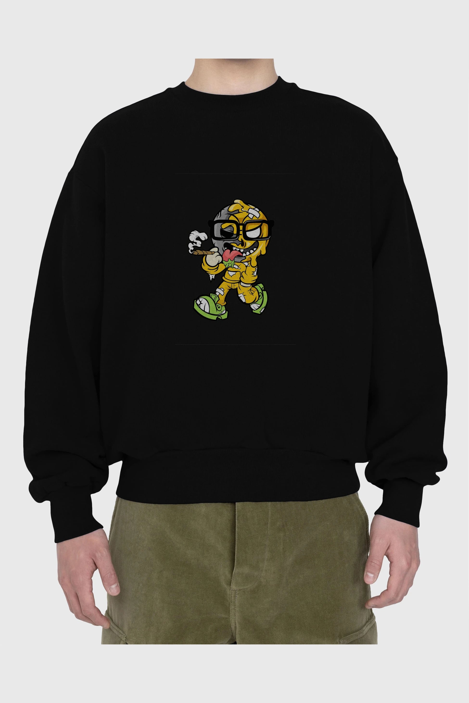 Eyeball Smoker Ön Baskılı Oversize Sweatshirt Erkek Kadın Unisex