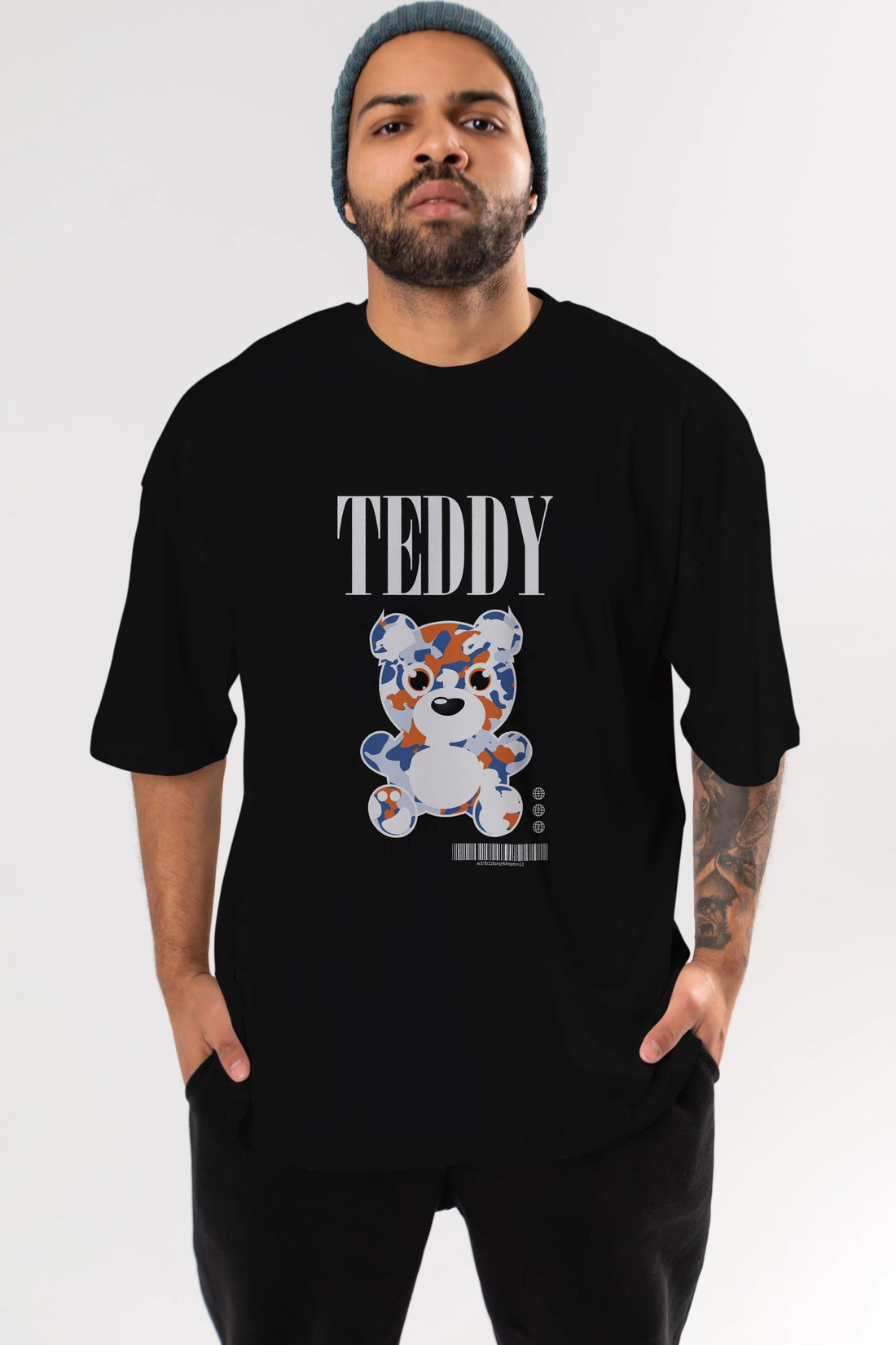 Teddy Bear Streetwear Ön Baskılı Oversize t-shirt Erkek Kadın Unisex