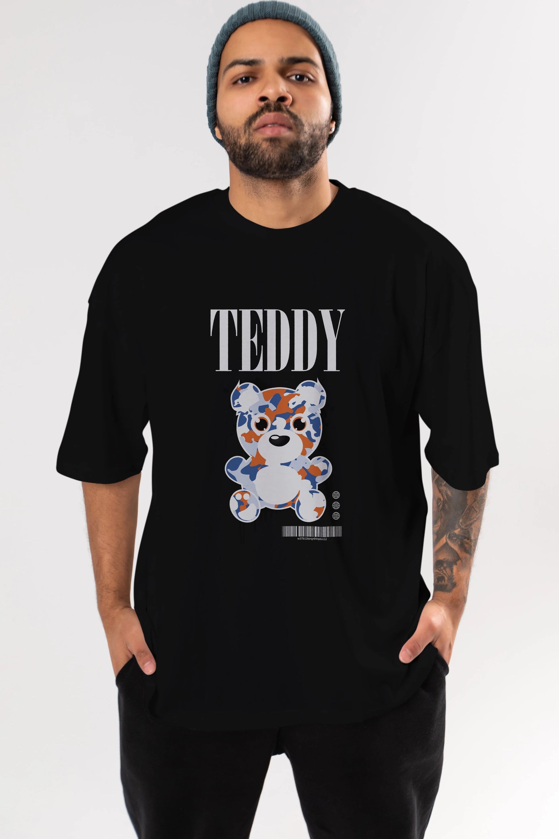 Teddy Bear Streetwear Ön Baskılı Oversize t-shirt Erkek Kadın Unisex