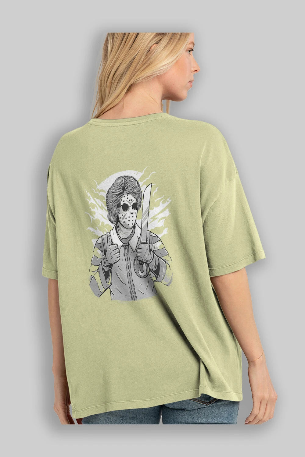 Clown Killer Arka Baskılı Oversize t-shirt Erkek Kadın Unisex %100 Pamuk