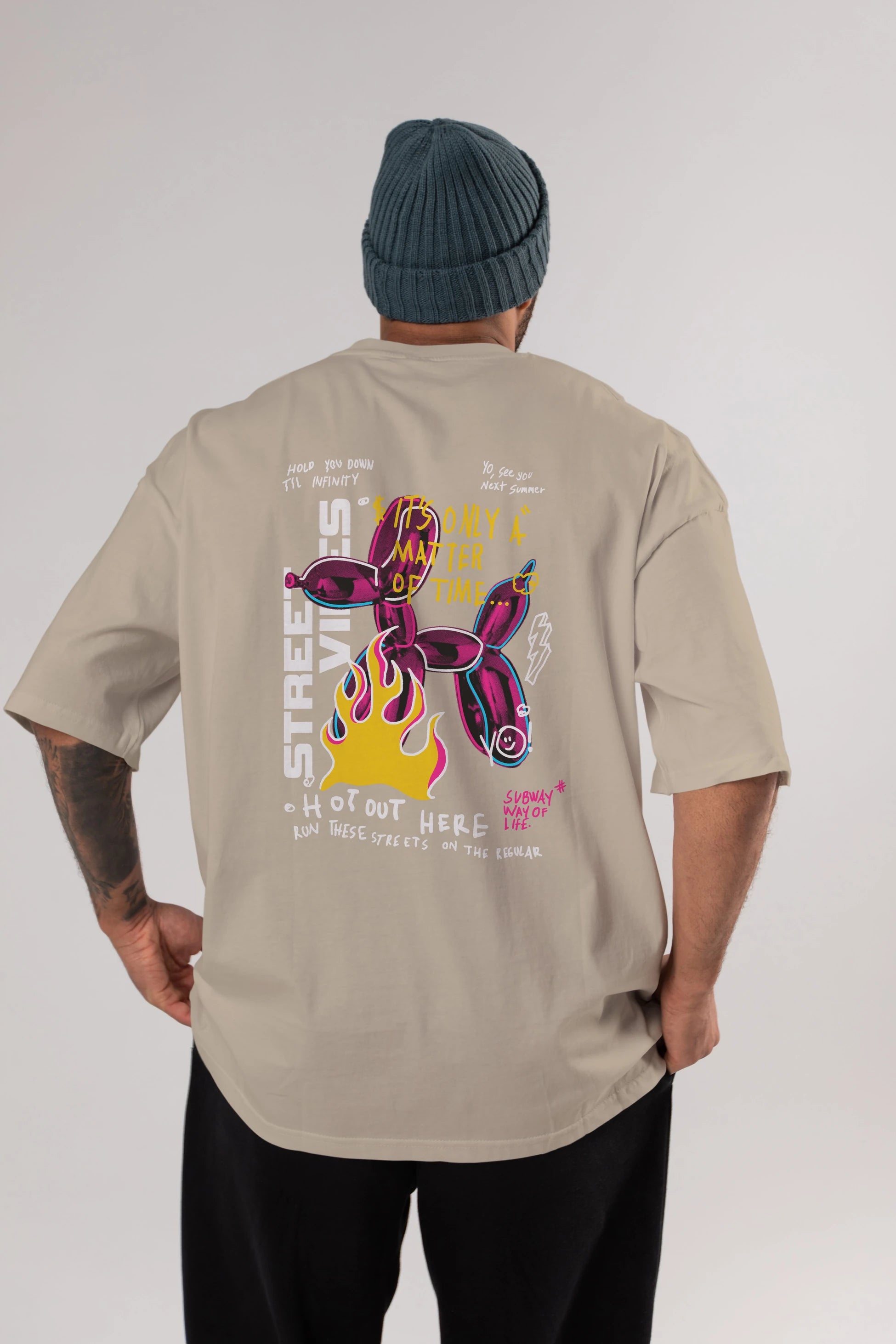 Street Vibes Arka Baskılı Oversize t-shirt Erkek Kadın Unisex