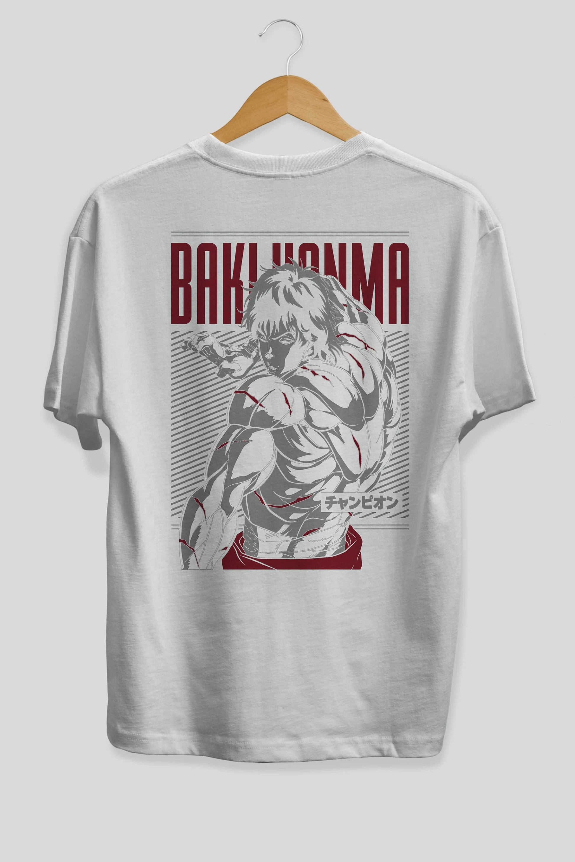 BAKI HANMA Anime Arka Baskılı Oversize t-shirt Erkek Kadın Unisex