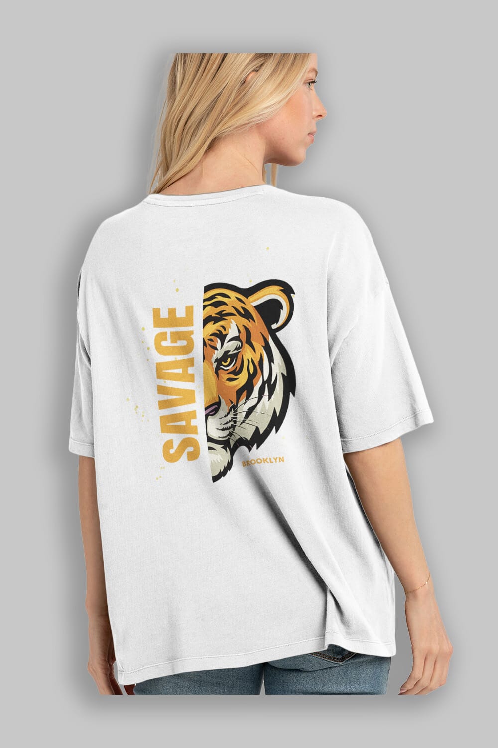 Savage Brooklyn Yazılı Arka Baskılı Oversize t-shirt Erkek Kadın Unisex