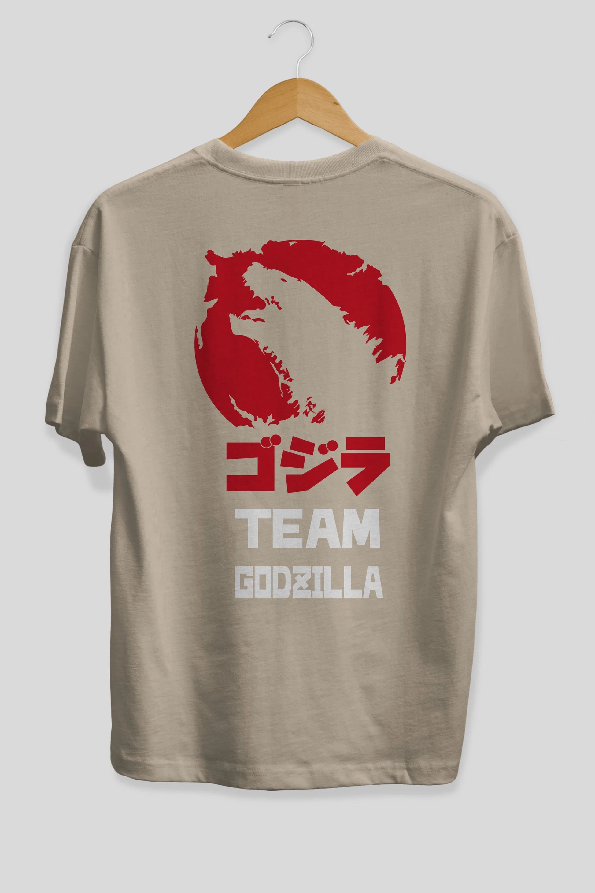 Team Godzilla Arka Baskılı Oversize t-shirt Erkek Kadın Unisex %100 Pamuk Bisiklet Yaka tişort