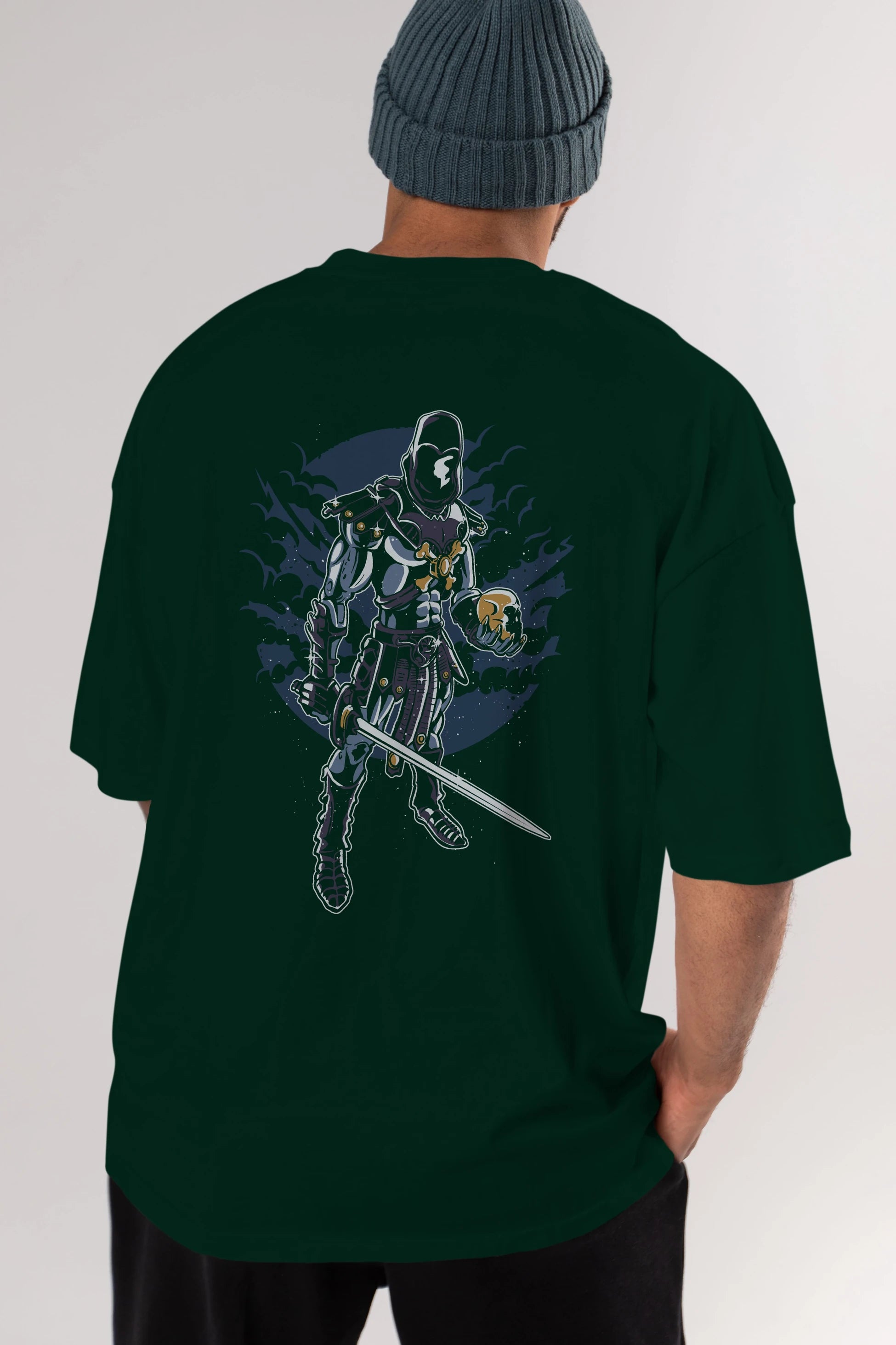 Skeleton King Arka Baskılı Oversize t-shirt Erkek Kadın Unisex %100 Pamuk