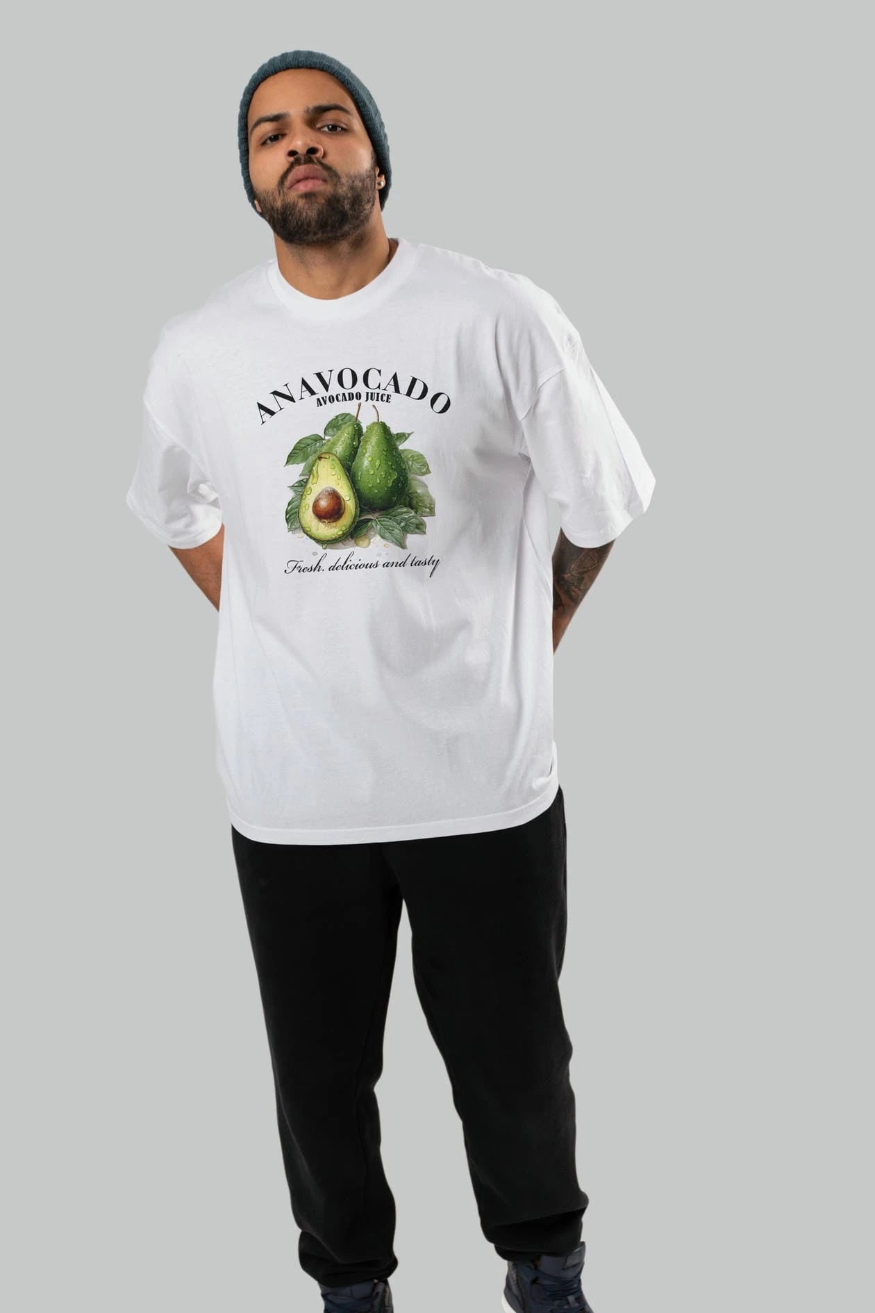 Avocado Avokado Ön Baskılı Oversize t-shirt Erkek Kadın Pamuk Bisiklet Yaka tişort