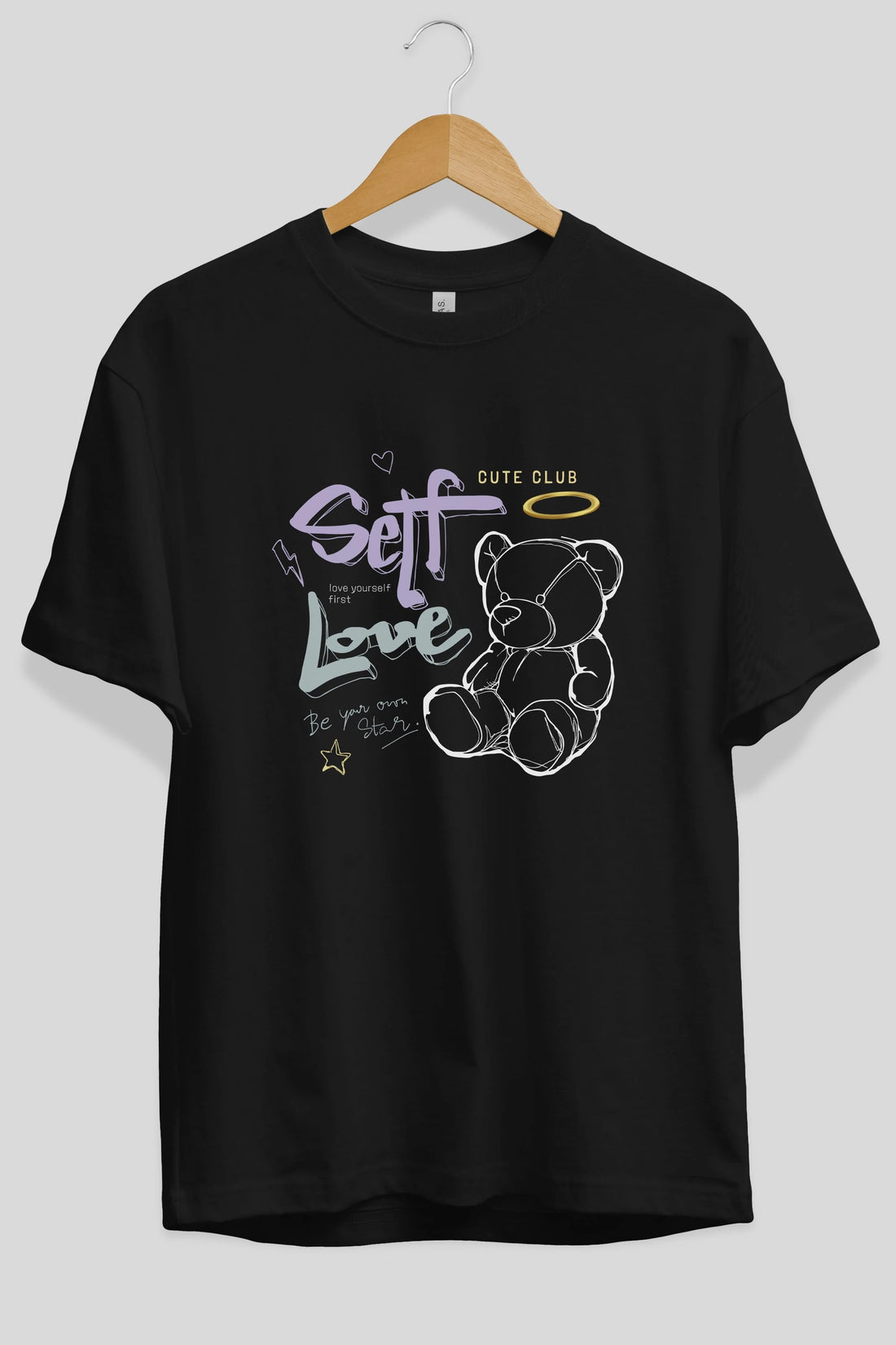 Self Love Bear Ön Baskılı Oversize t-shirt Erkek Kadın Unisex