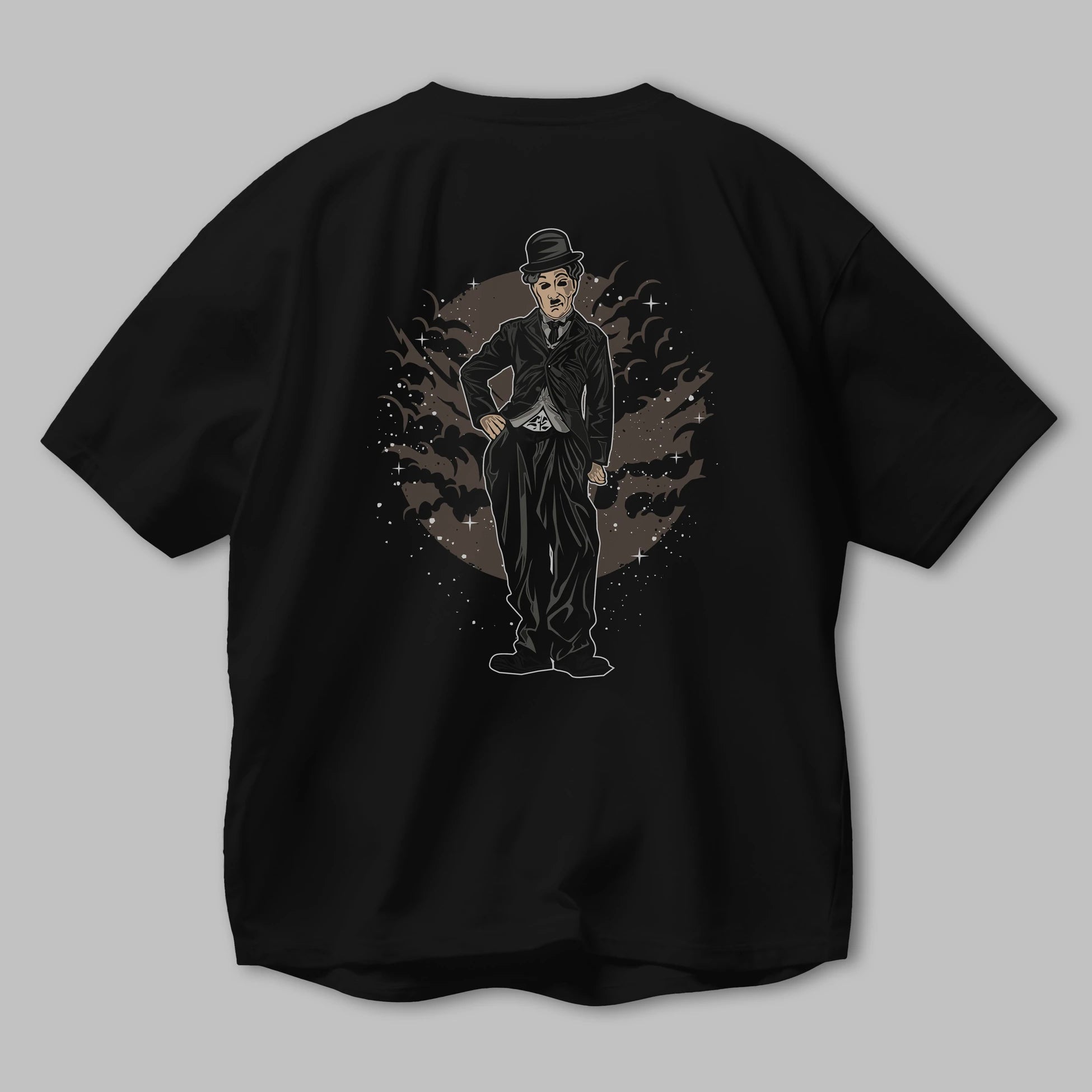 CHAPLIN Arka Baskılı Oversize t-shirt Erkek Kadın Unisex %100 Pamuk