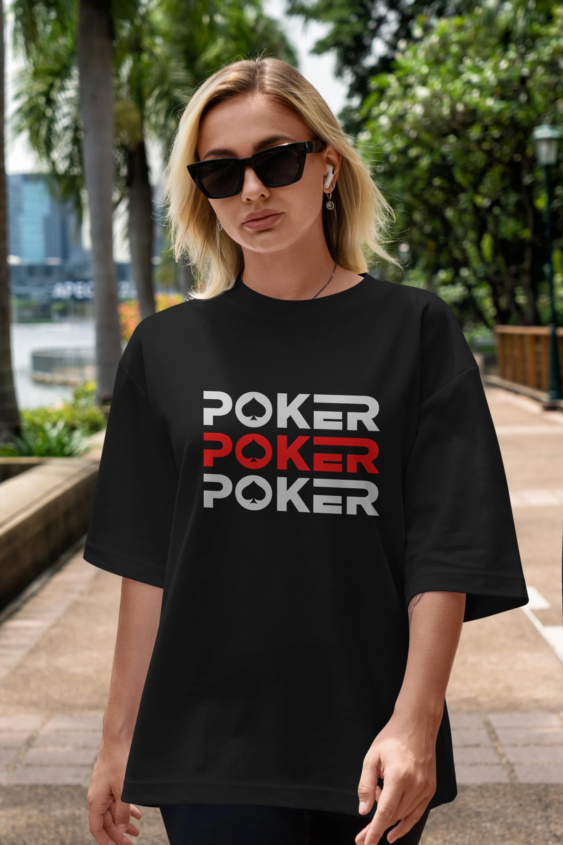 Poker Ön Baskılı Oversize t-shirt Erkek Kadın Unisex