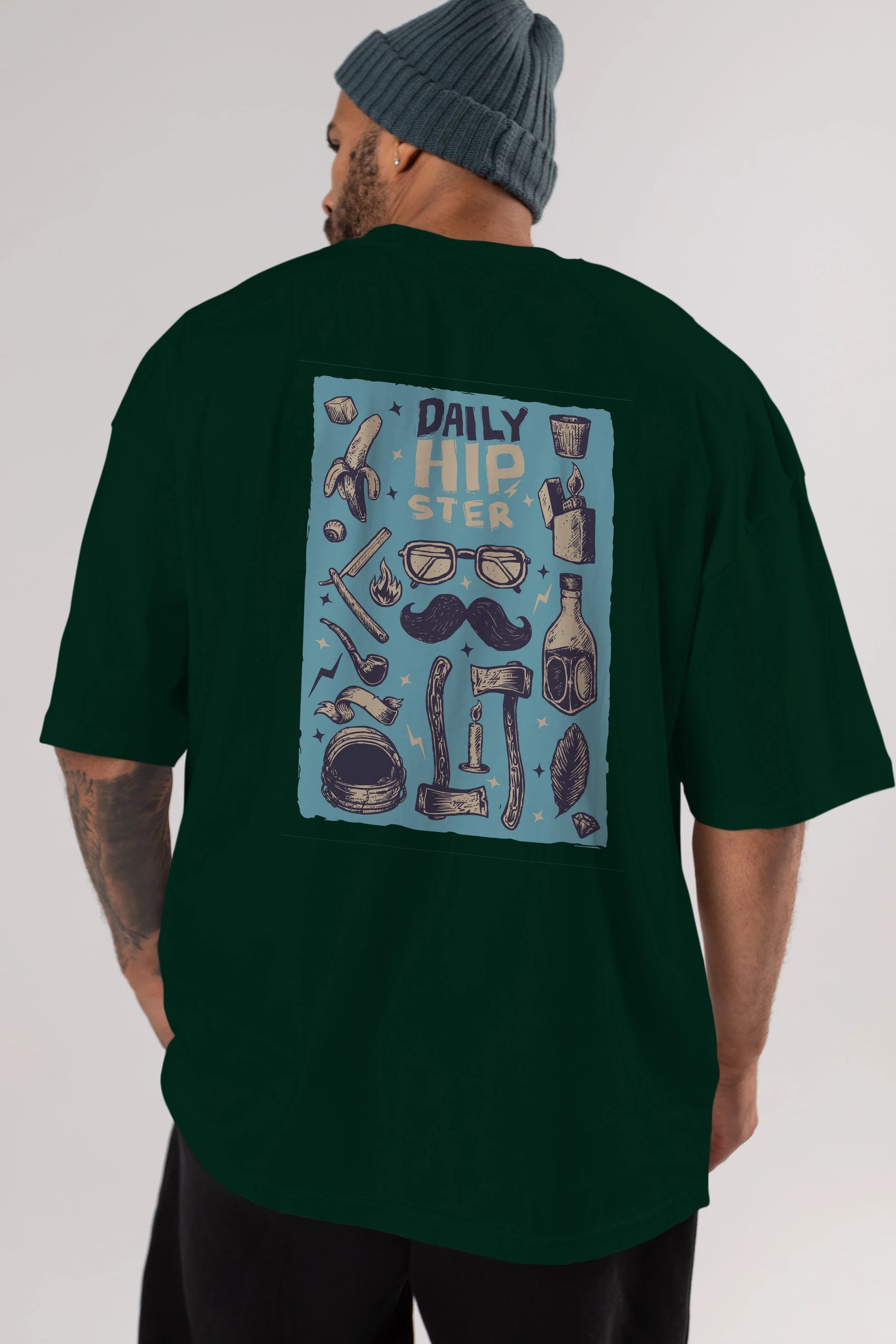 Hipster Arka Baskılı Oversize t-shirt Erkek Kadın Unisex %100 Pamuk