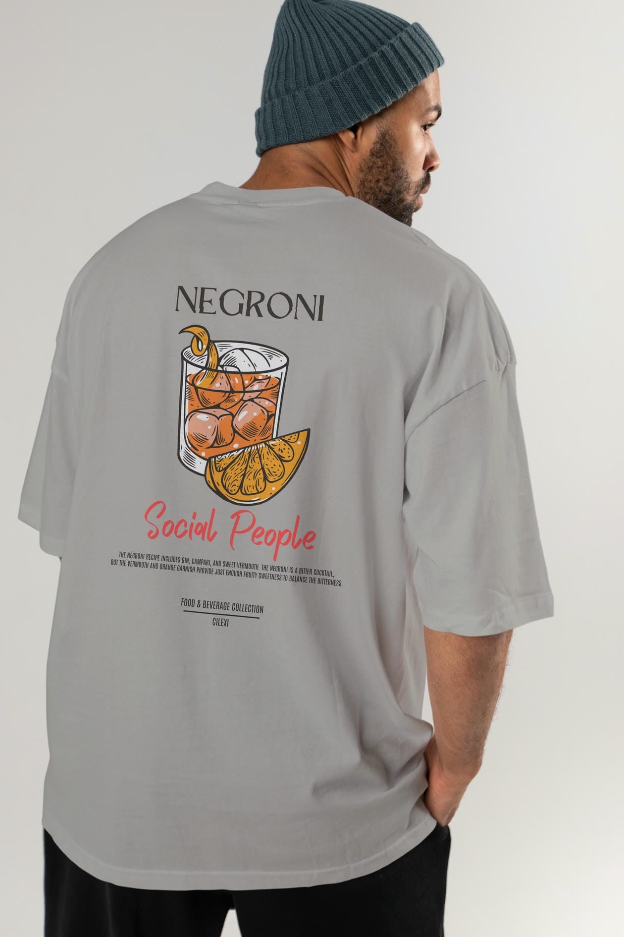 Negroni Kokteyl Serisi Baskılı Oversize t-shirt Erkek Kadın Unisex %100 Pamuk Bisiklet Yaka tişort