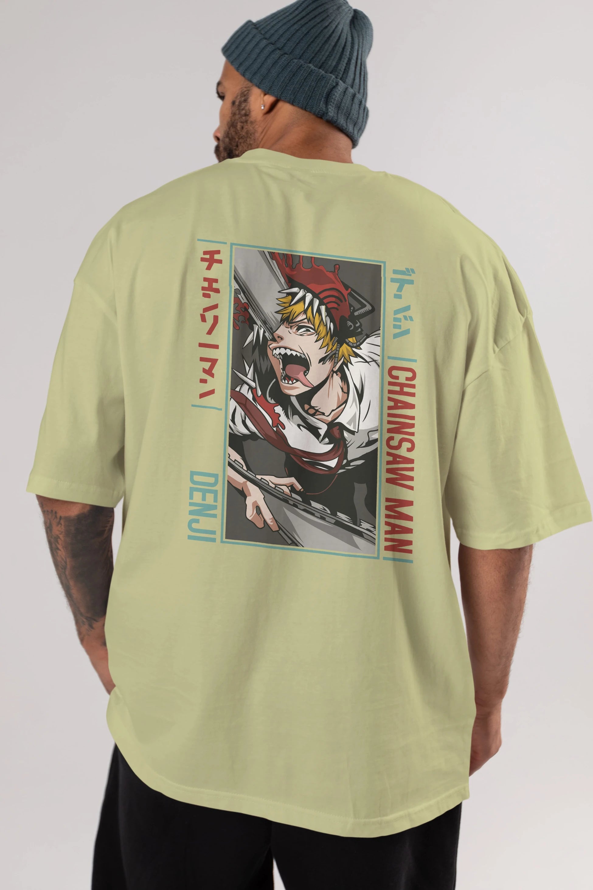 Denji Chainsaw Man Anime Arka Baskılı Oversize t-shirt Erkek Kadın Unisex