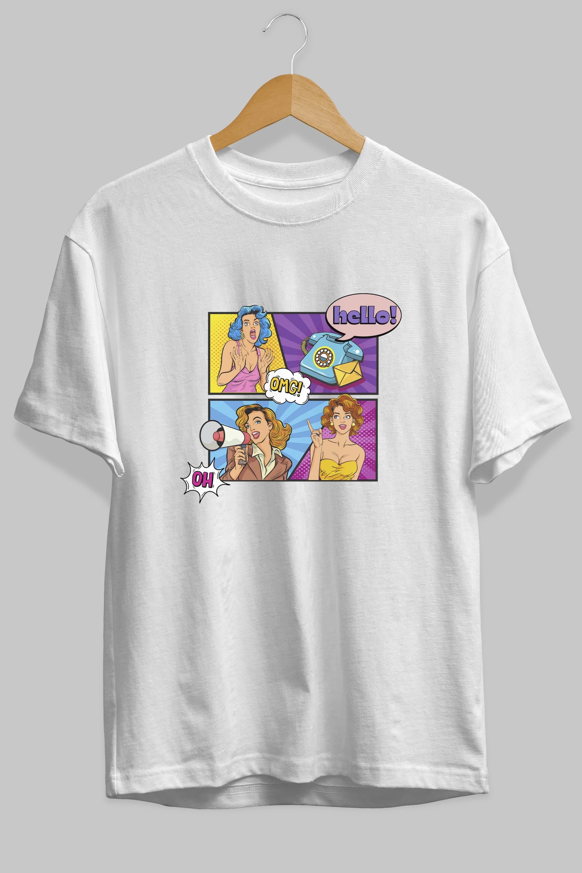 Hello OMG Ön Baskılı Oversize t-shirt Erkek Kadın Unisex