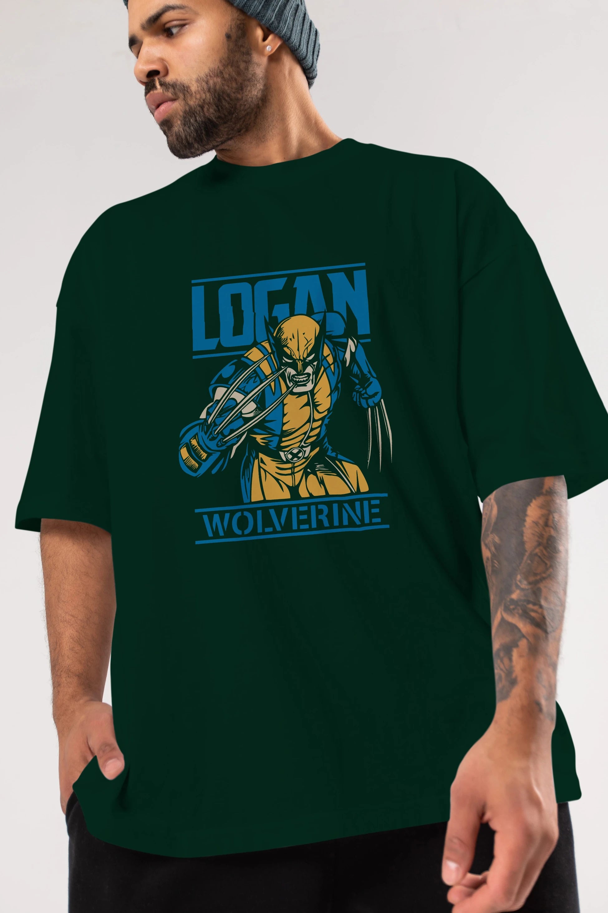 Wolverine Logan Ön Baskılı Oversize t-shirt Erkek Kadın Unisex %100 Pamuk Bisiklet Yaka tişort