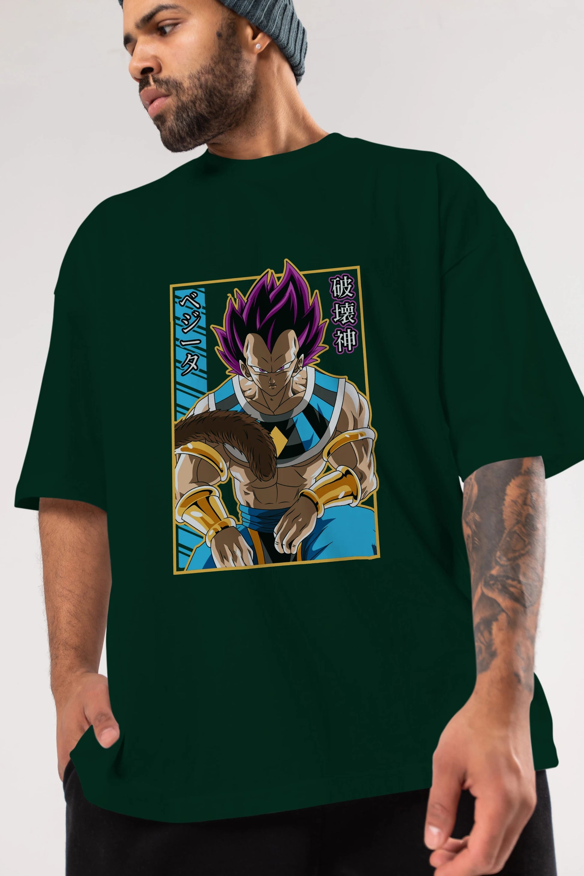 DragonBall VegetaHakaishin Anime Ön Baskılı Oversize t-shirt %100 pamuk Erkek Kadın Unisex