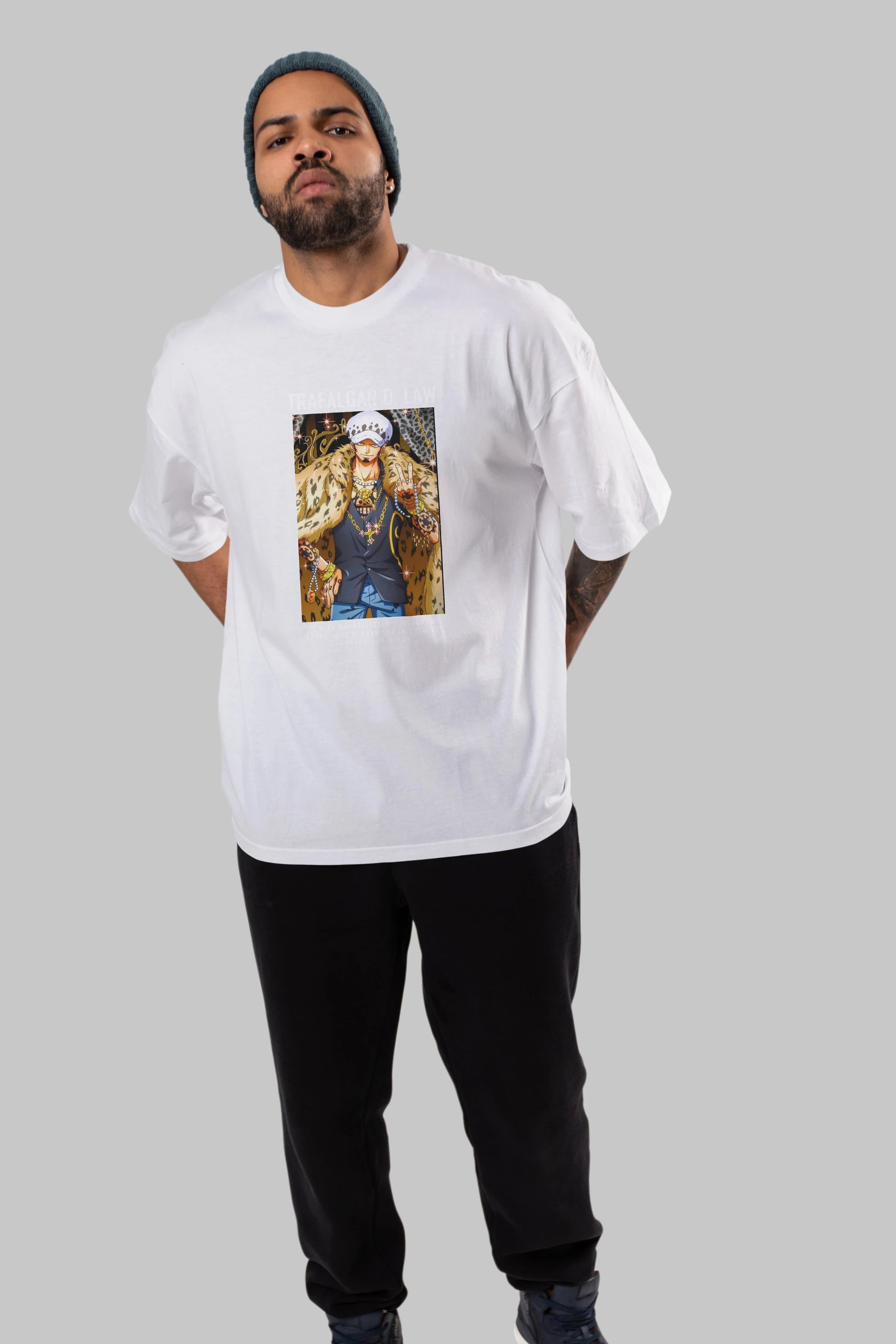 Trafalgar D. Water Law 2 Anime Ön Baskılı Oversize t-shirt Erkek Kadın Unisex