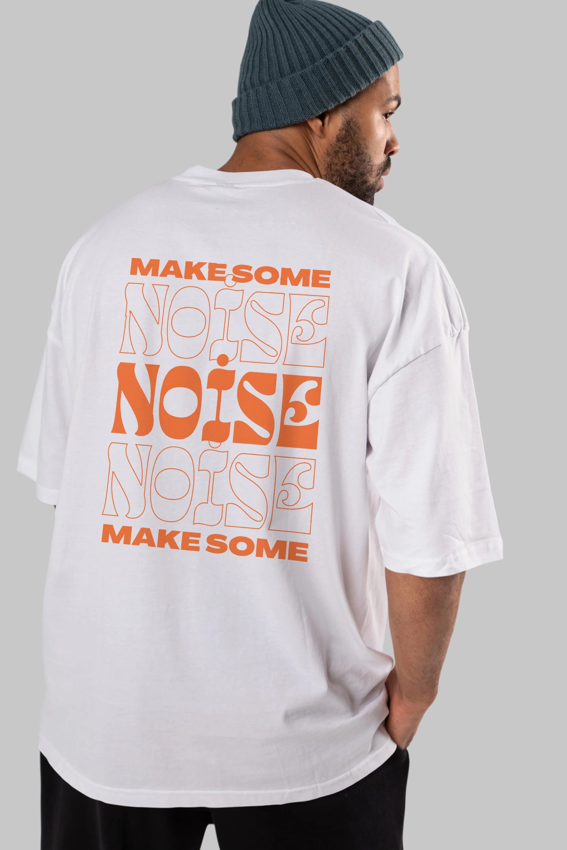 Make Some Noise Yazılı 2 Arka Baskılı Oversize t-shirt Erkek Kadın Unisex