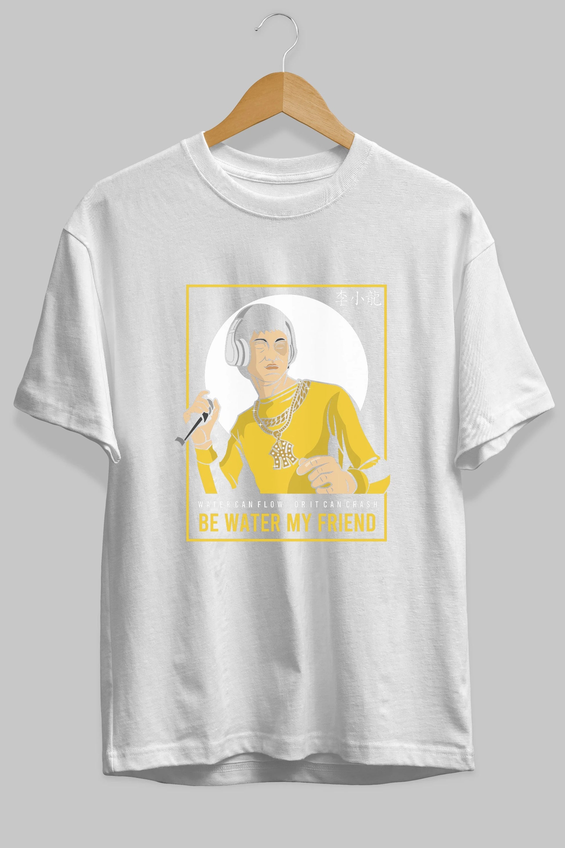Bruce Lee Rapper Ön Baskılı Oversize t-shirt Erkek Kadın Unisex %100 Pamuk tişort