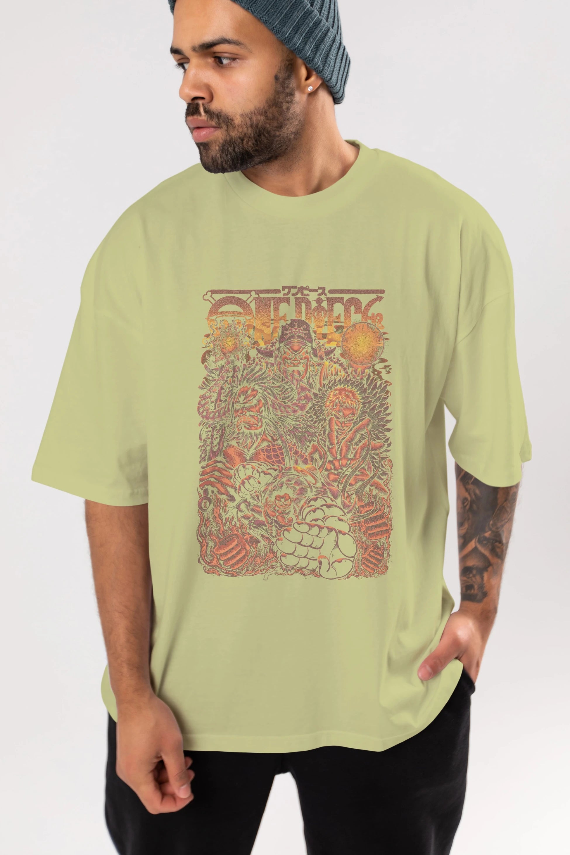 ONE PIECE Anime Ön Baskılı Oversize t-shirt %100 pamuk Erkek Kadın Unisex