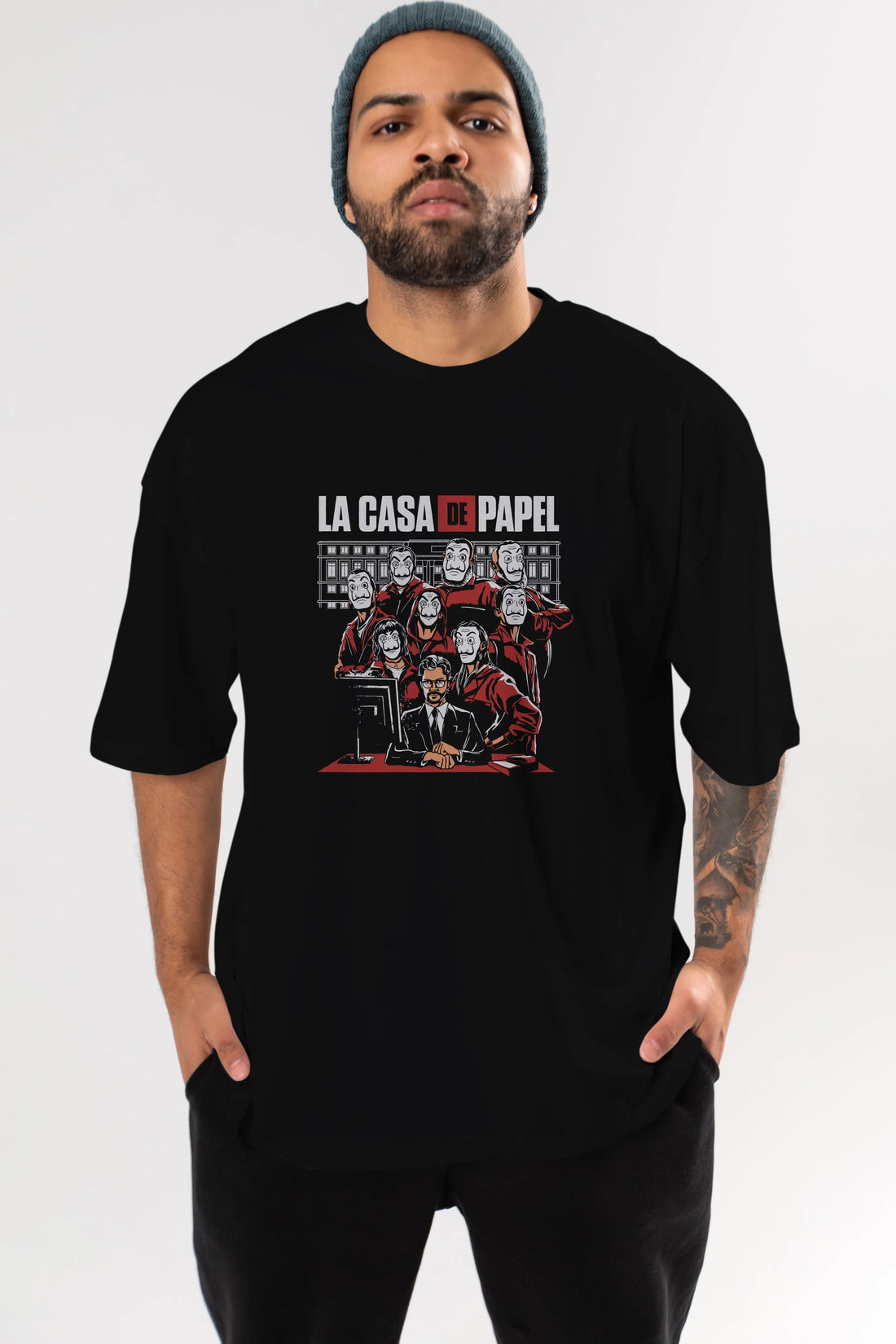 La Casa De Papel (5) Ön Baskılı Oversize t-shirt Erkek Kadın Unisex %100 Pamuk Bisiklet Yaka tişort