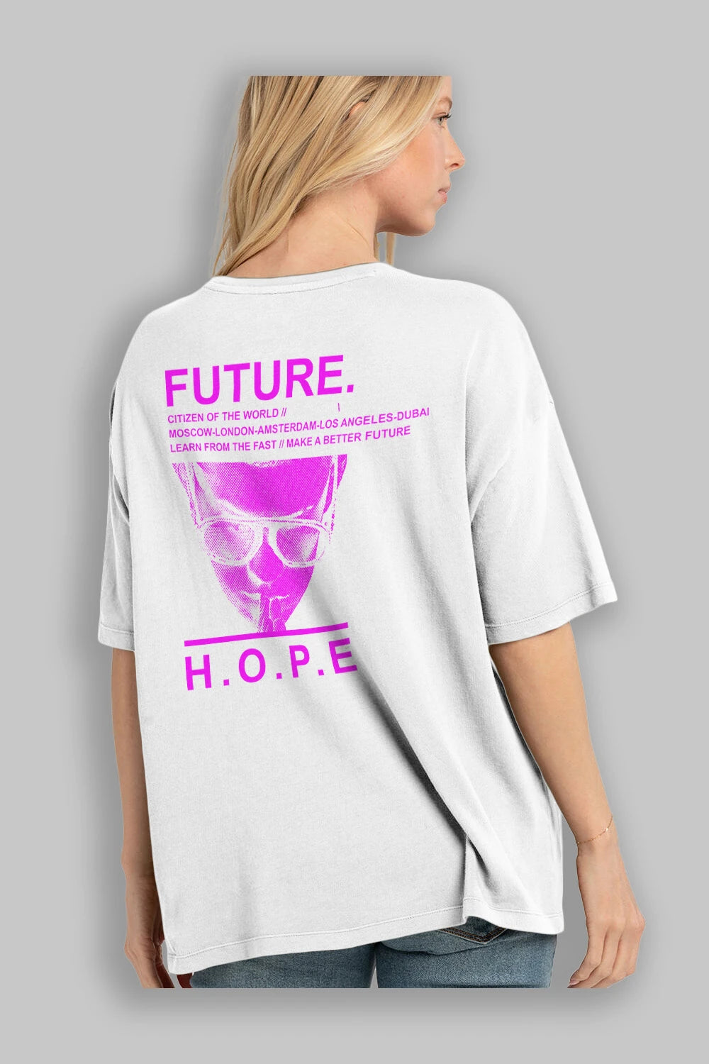 Future Hope Arka Baskılı Oversize t-shirt Erkek Kadın Unisex