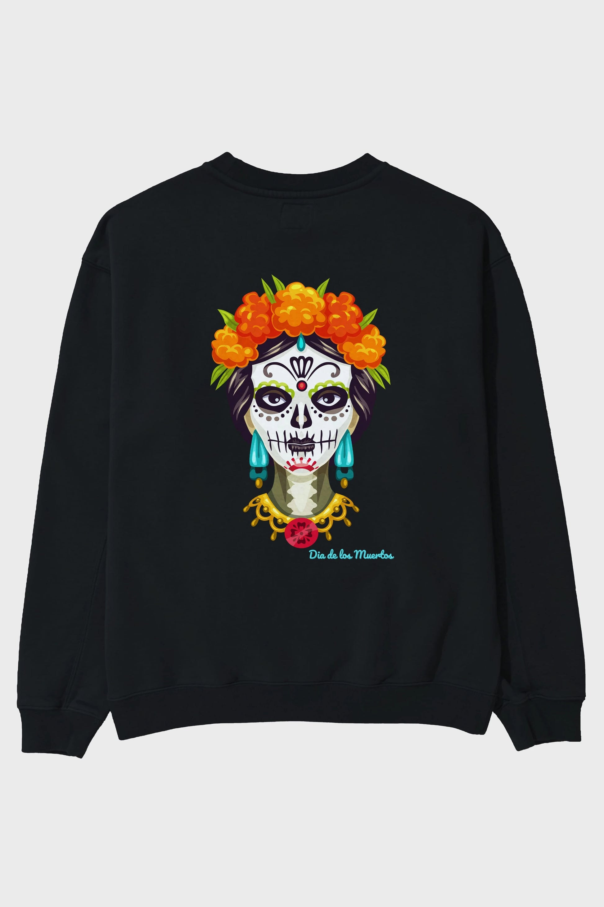 Dia de los Muertos 2 Arka Baskılı Oversize Sweatshirt Erkek Kadın Unisex
