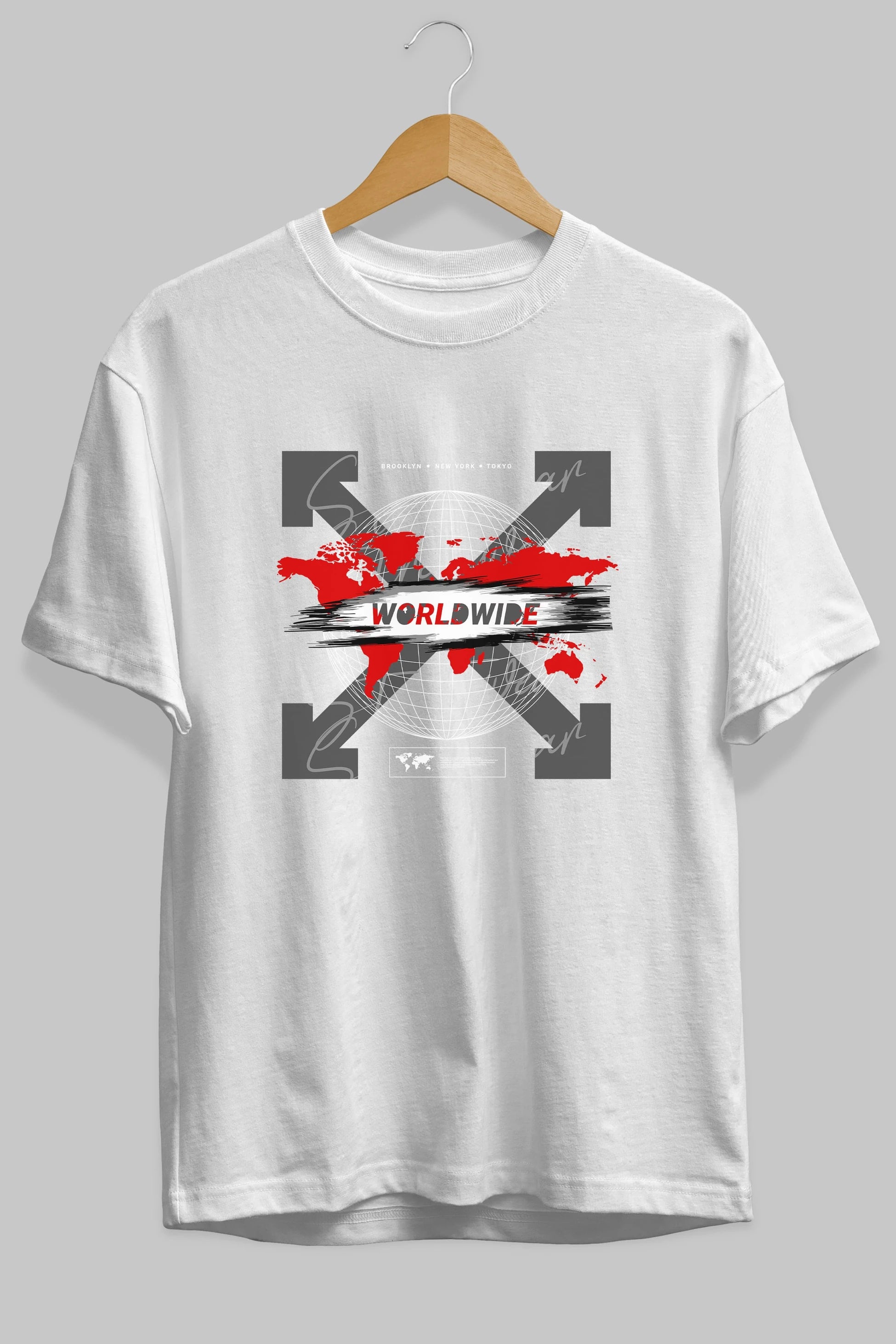 Worldwide Style Ön Baskılı Oversize t-shirt Erkek Kadın Unisex