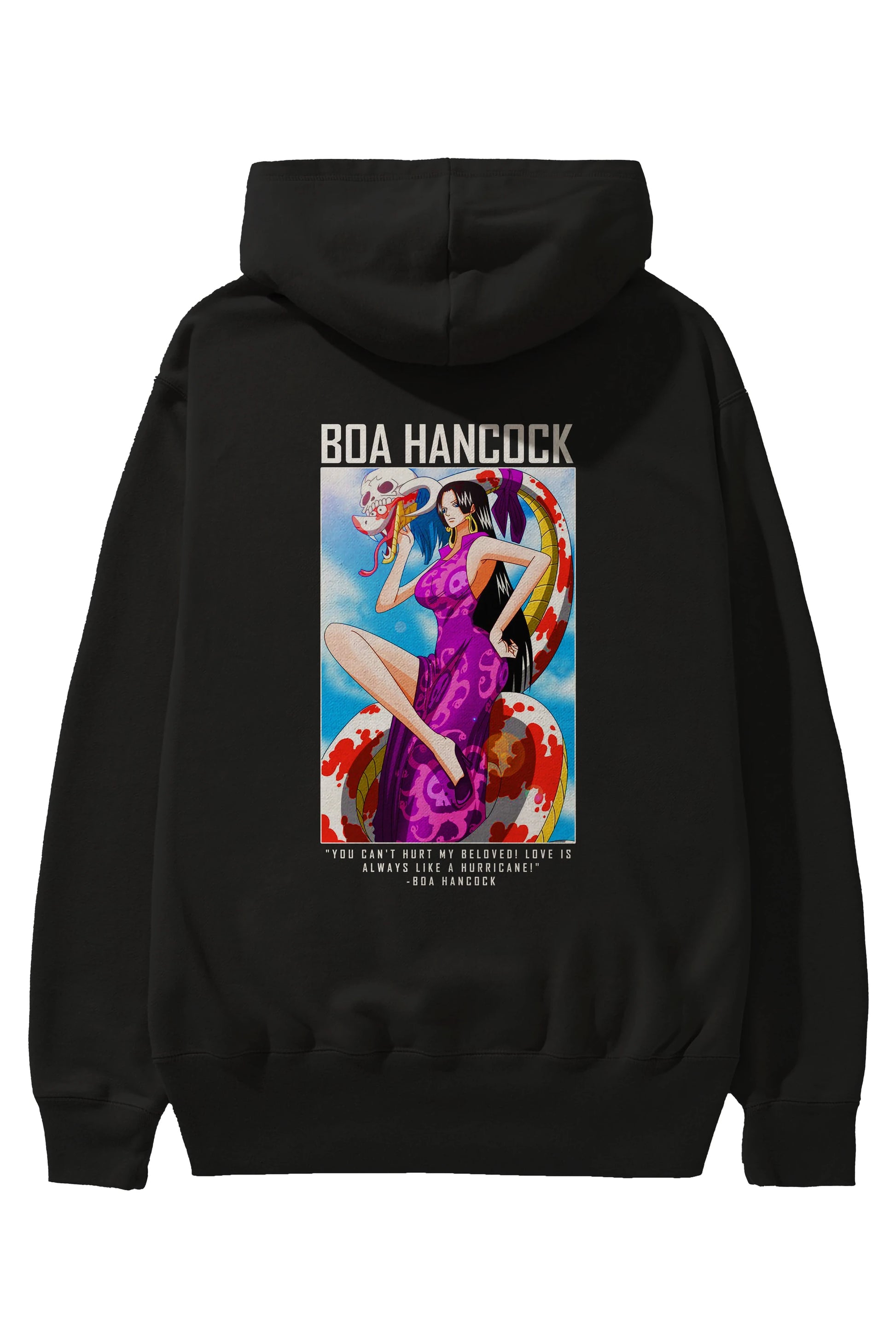 Boa Hancock Anime Arka Baskılı Hoodie Oversize Kapüşonlu Sweatshirt Erkek Kadın Unisex