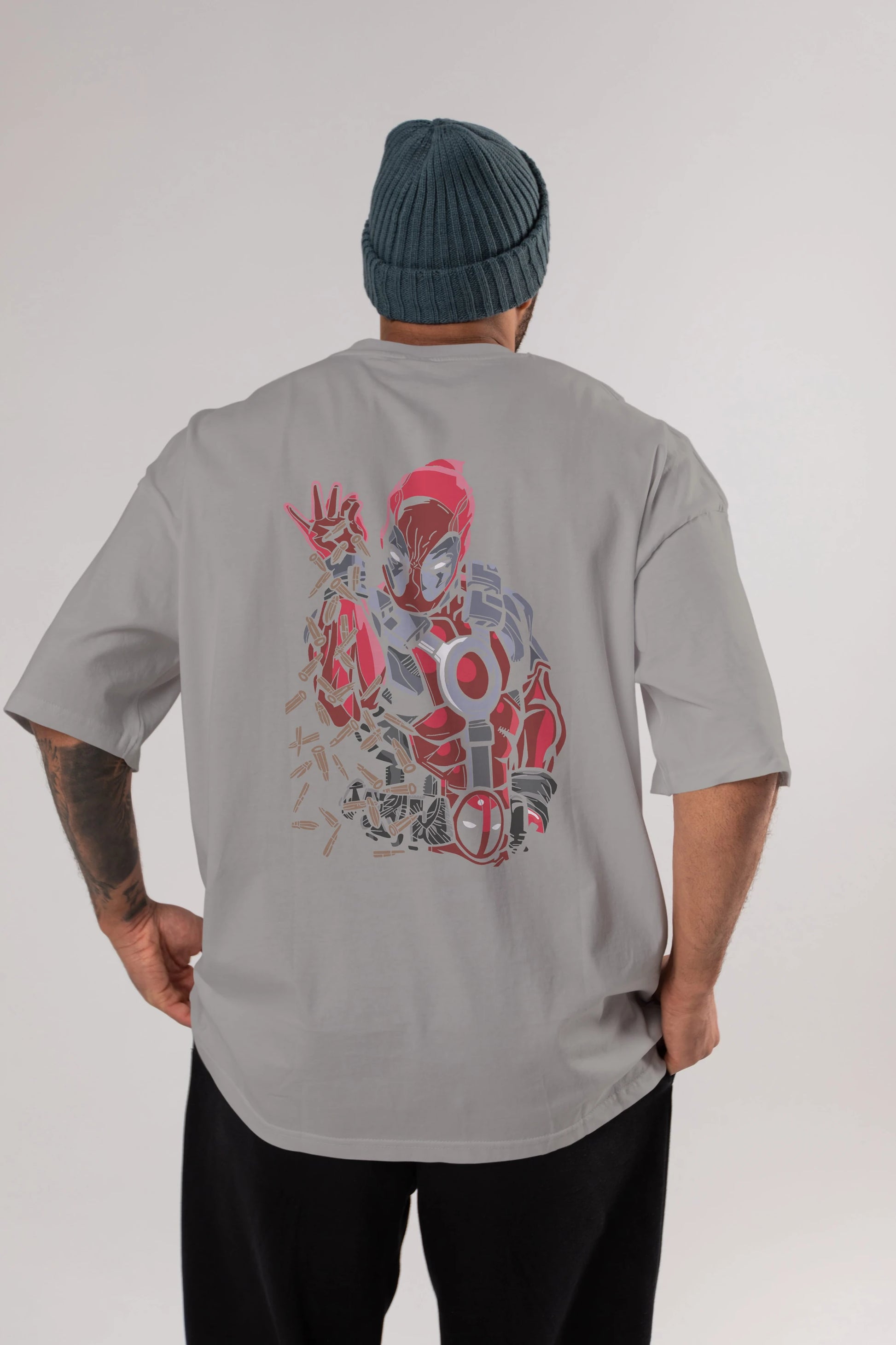 Deadpool (2) Arka Baskılı Oversize t-shirt Erkek Kadın Unisex %100 Pamuk Bisiklet Yaka tişort