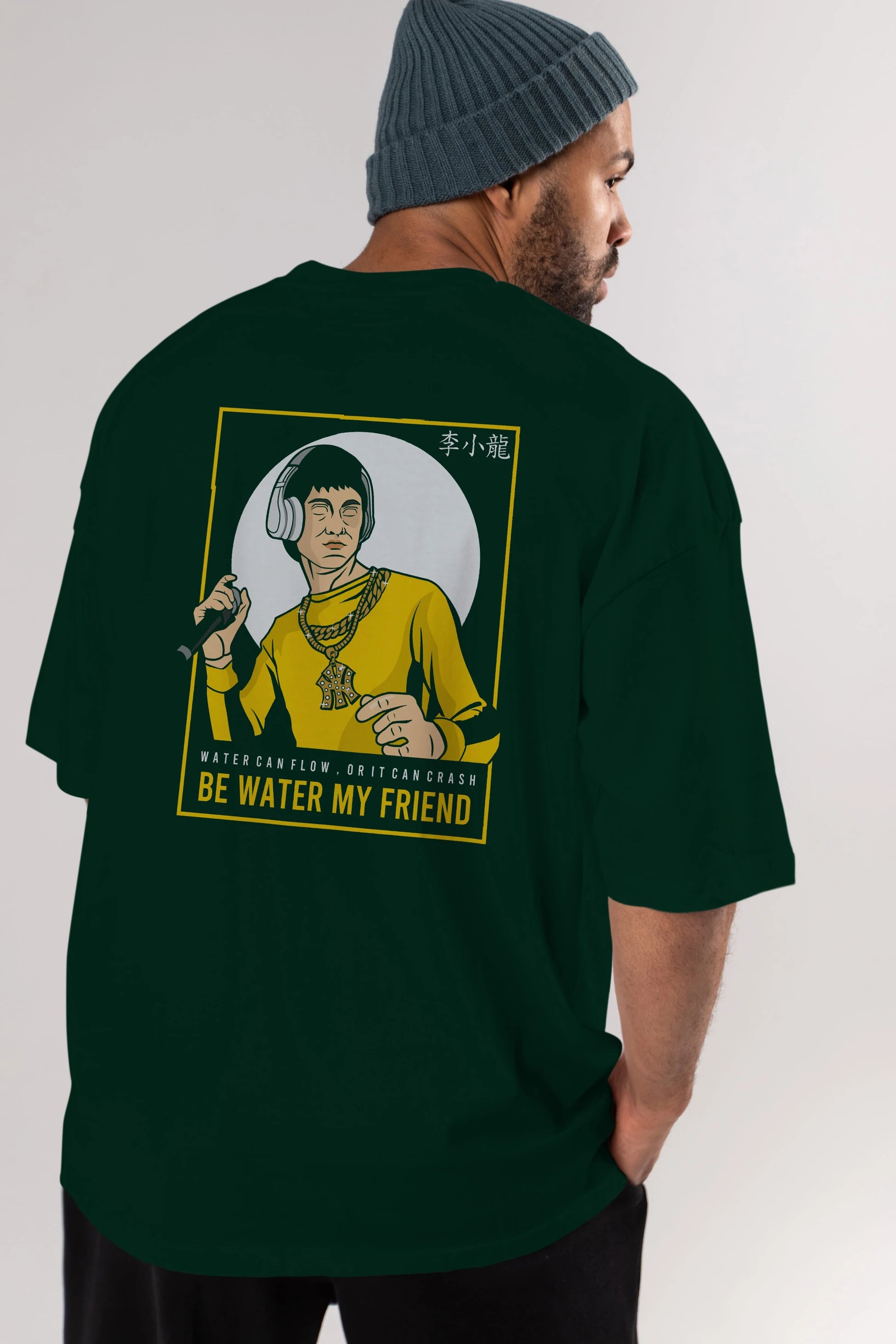 Bruce Lee Rapper Arka Baskılı Oversize t-shirt Erkek Kadın Unisex %100 Pamuk tişort
