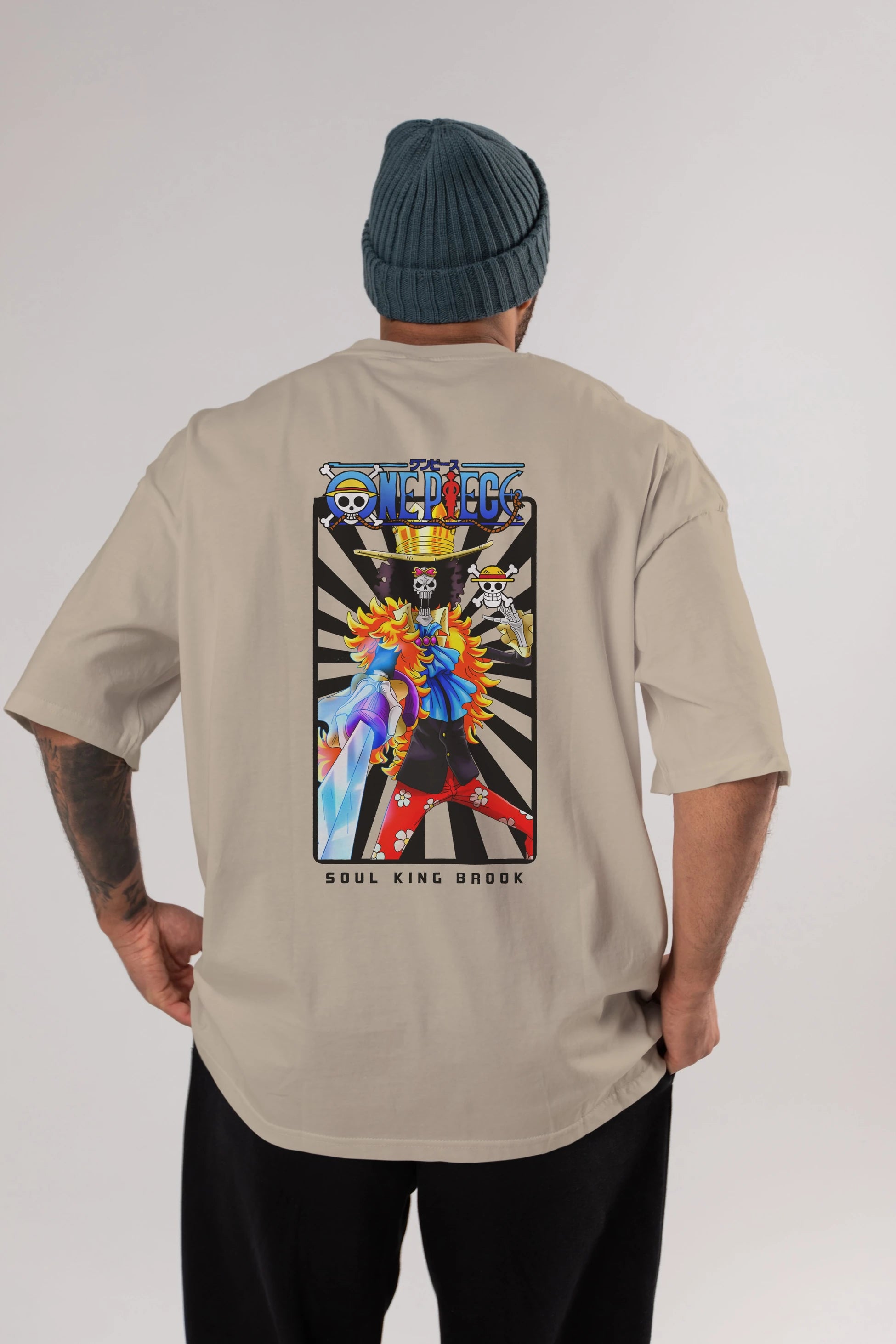 Brook Anime Arka Baskılı Oversize t-shirt Erkek Kadın Unisex %100 pamuk tişort