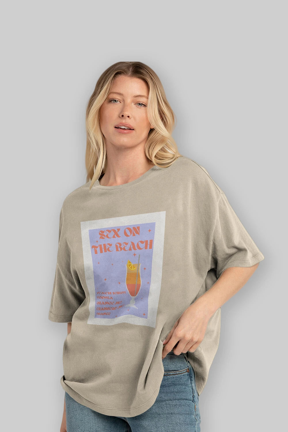 Sex On The Beach Ön Baskılı Oversize t-shirt Erkek Kadın Unisex %100 Pamuk Bisiklet Yaka tişort