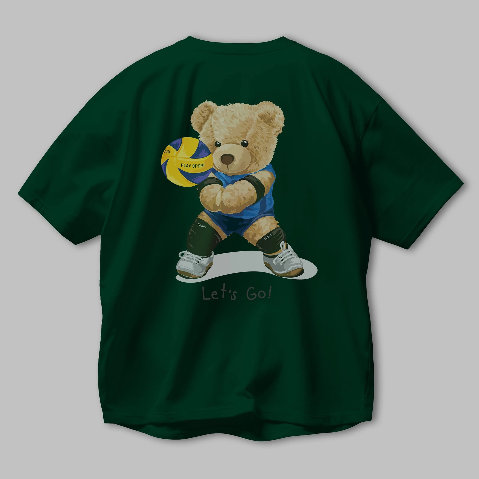 Teddy Bear Lets Go Arka Baskılı Oversize t-shirt Erkek Kadın Unisex %100 Pamuk