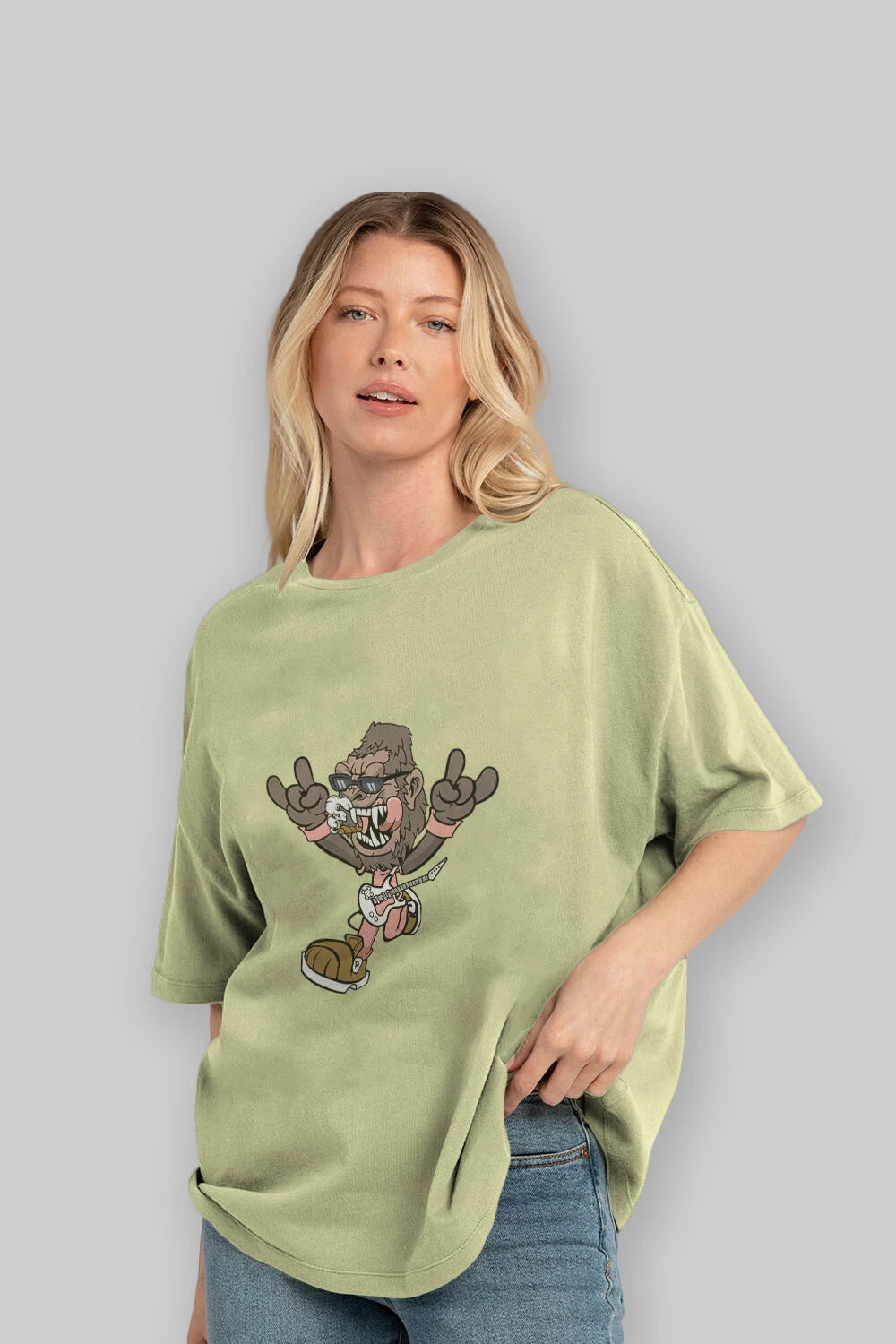 Gorilla Metal Ön Baskılı Oversize t-shirt Erkek Kadın Unisex %100 Pamuk tişort