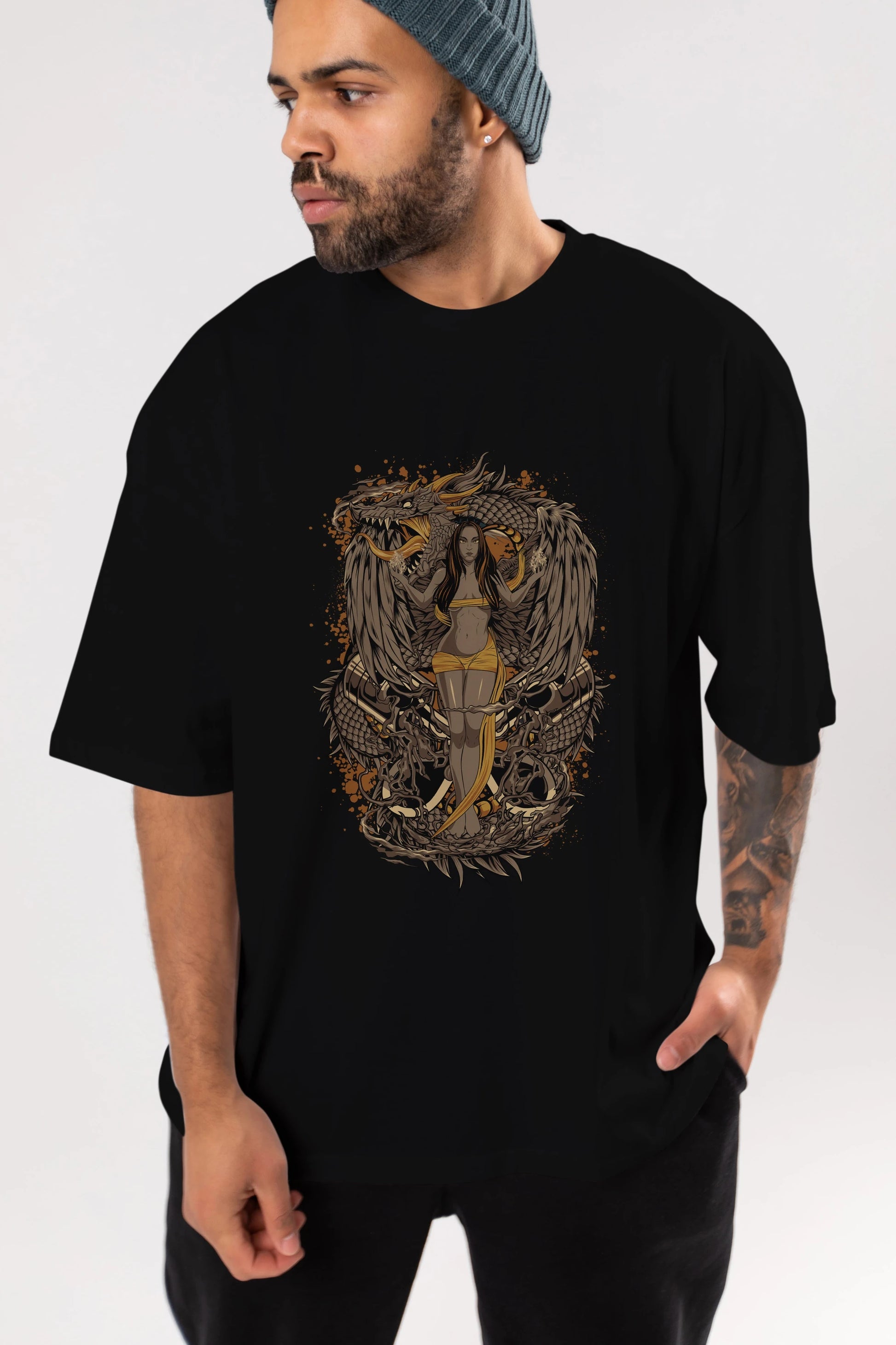 TRIBAL (3) Anime Ön Baskılı Oversize t-shirt %100 pamuk Erkek Kadın Unisex