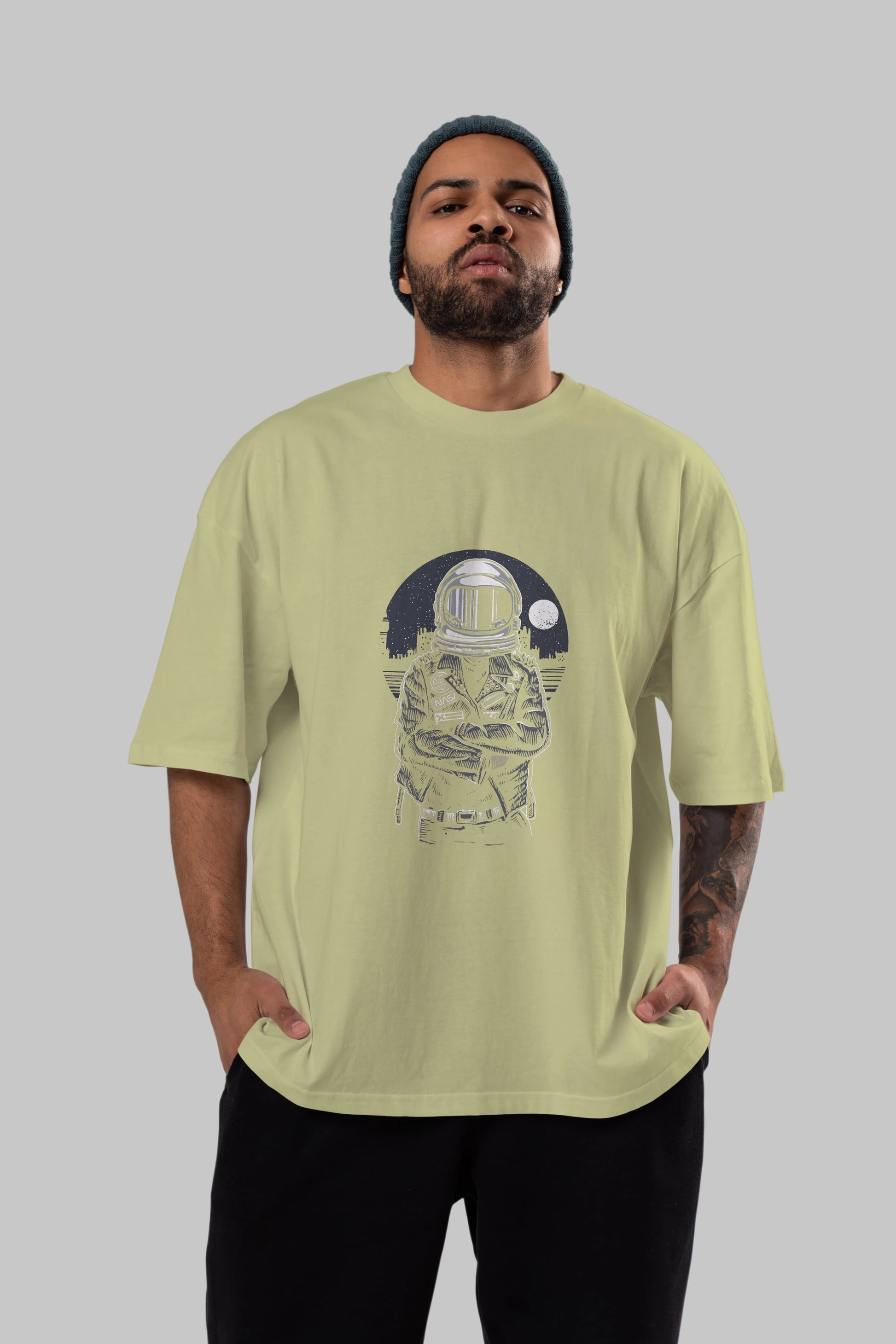 Astronaut Rebel Ön Baskılı Oversize t-shirt Erkek Kadın Unisex %100 Pamuk tişort
