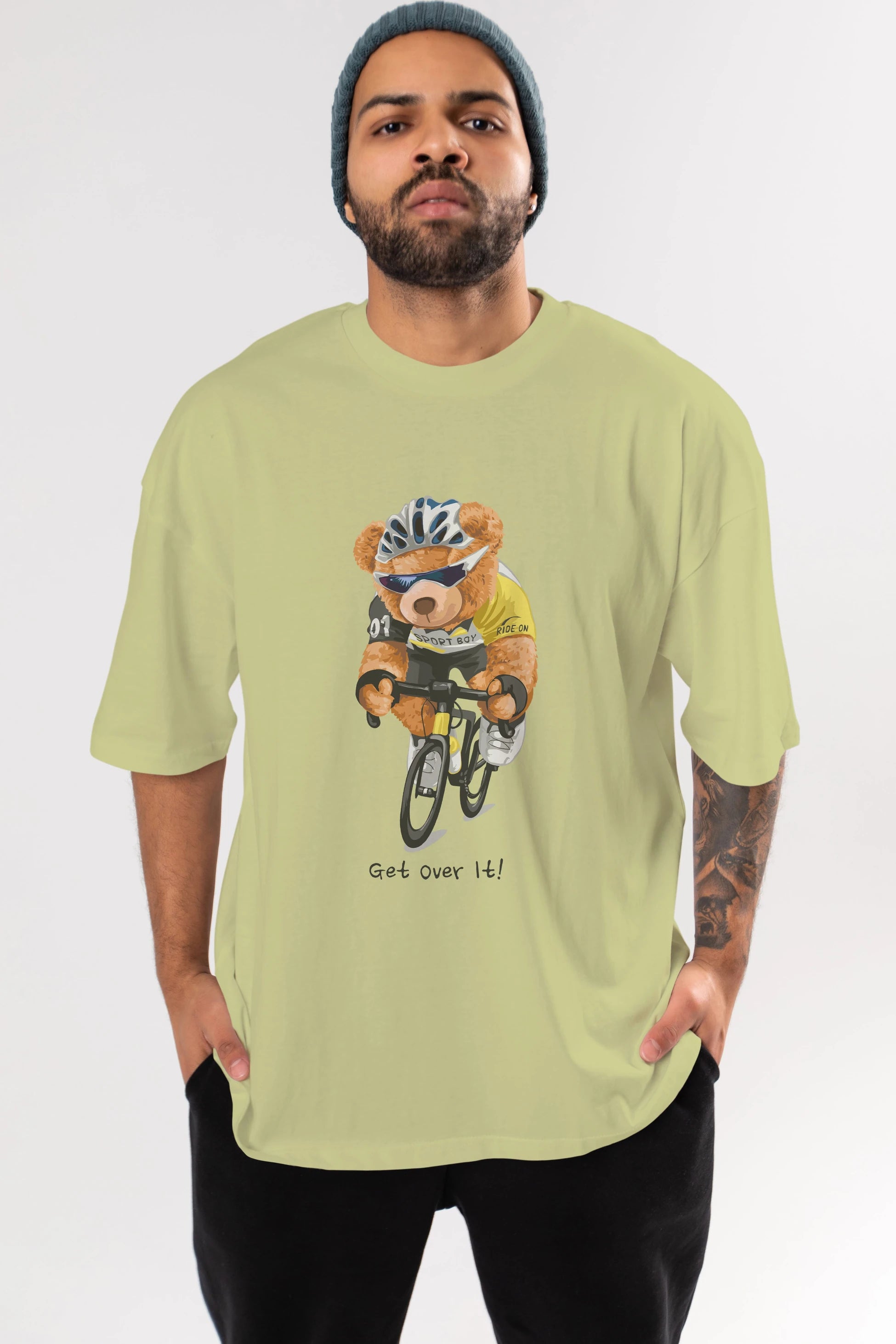 Teddy Bear Sport Boy Ön Baskılı Oversize t-shirt Erkek Kadın Unisex %100 Pamuk