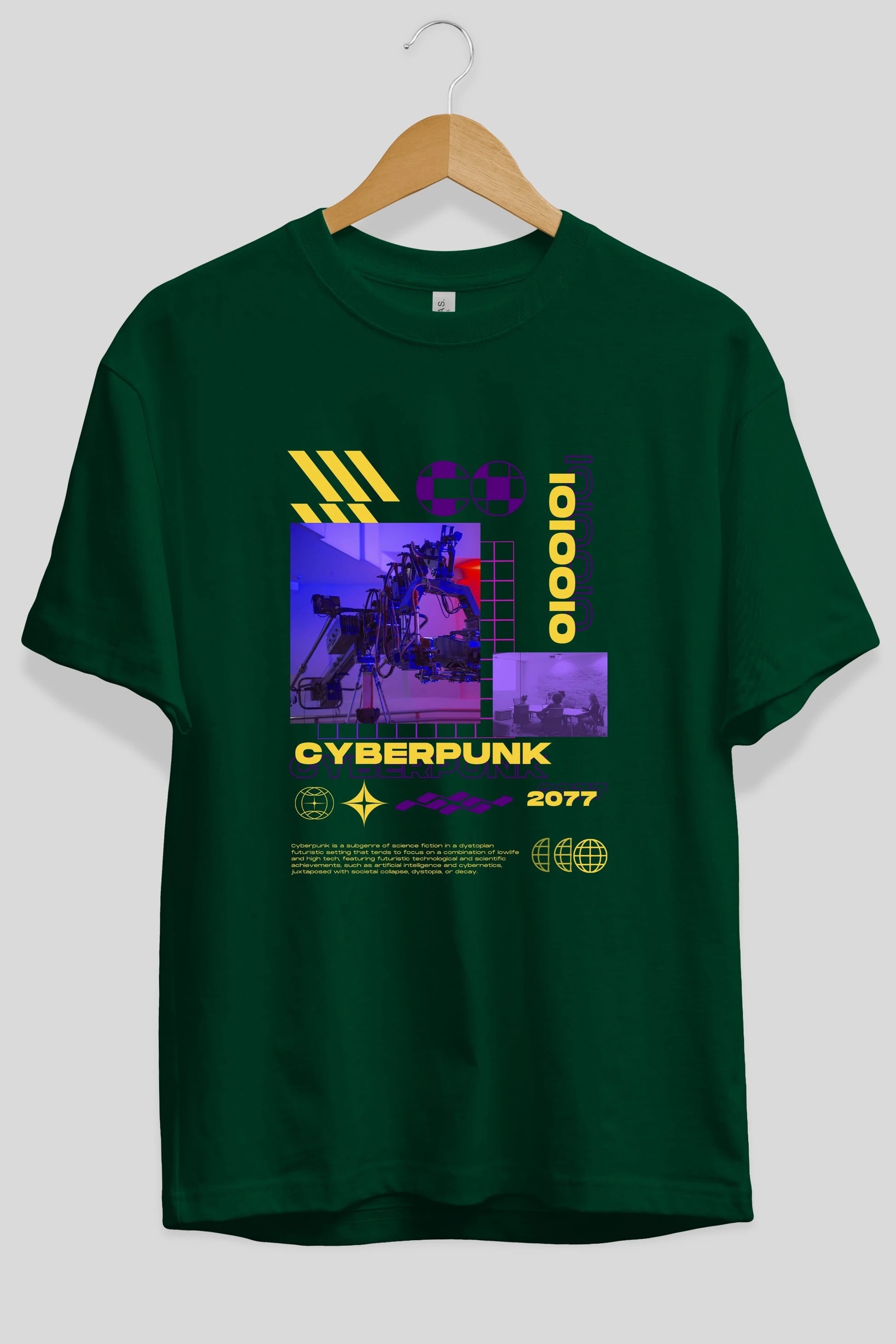 Cyberpunk Yazılı Ön Baskılı Oversize t-shirt Erkek Kadın Unisex