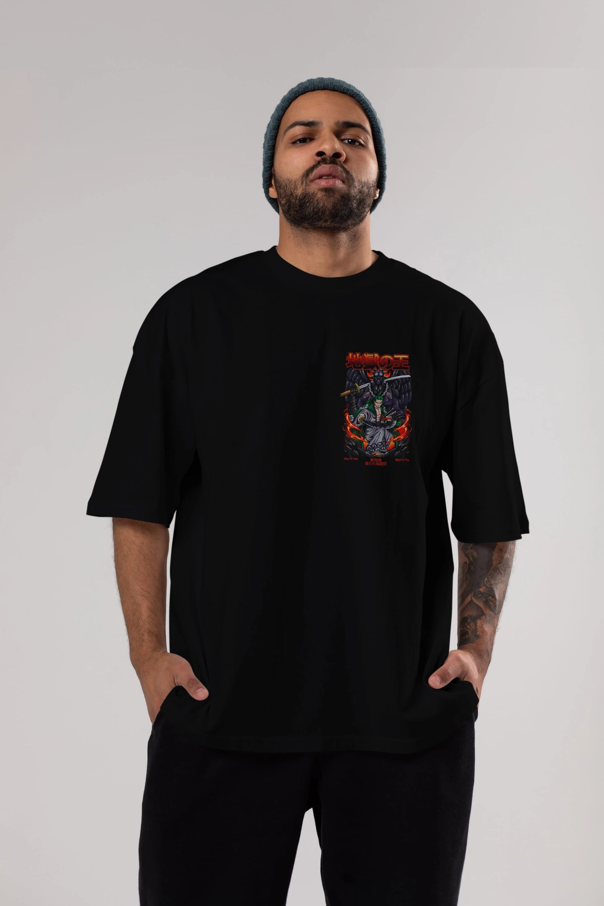 Roronoa Zoro 4 Ön Sol Baskılı Oversize t-shirt Erkek Kadın Unisex %100 Pamuk Bisiklet Yaka tişort