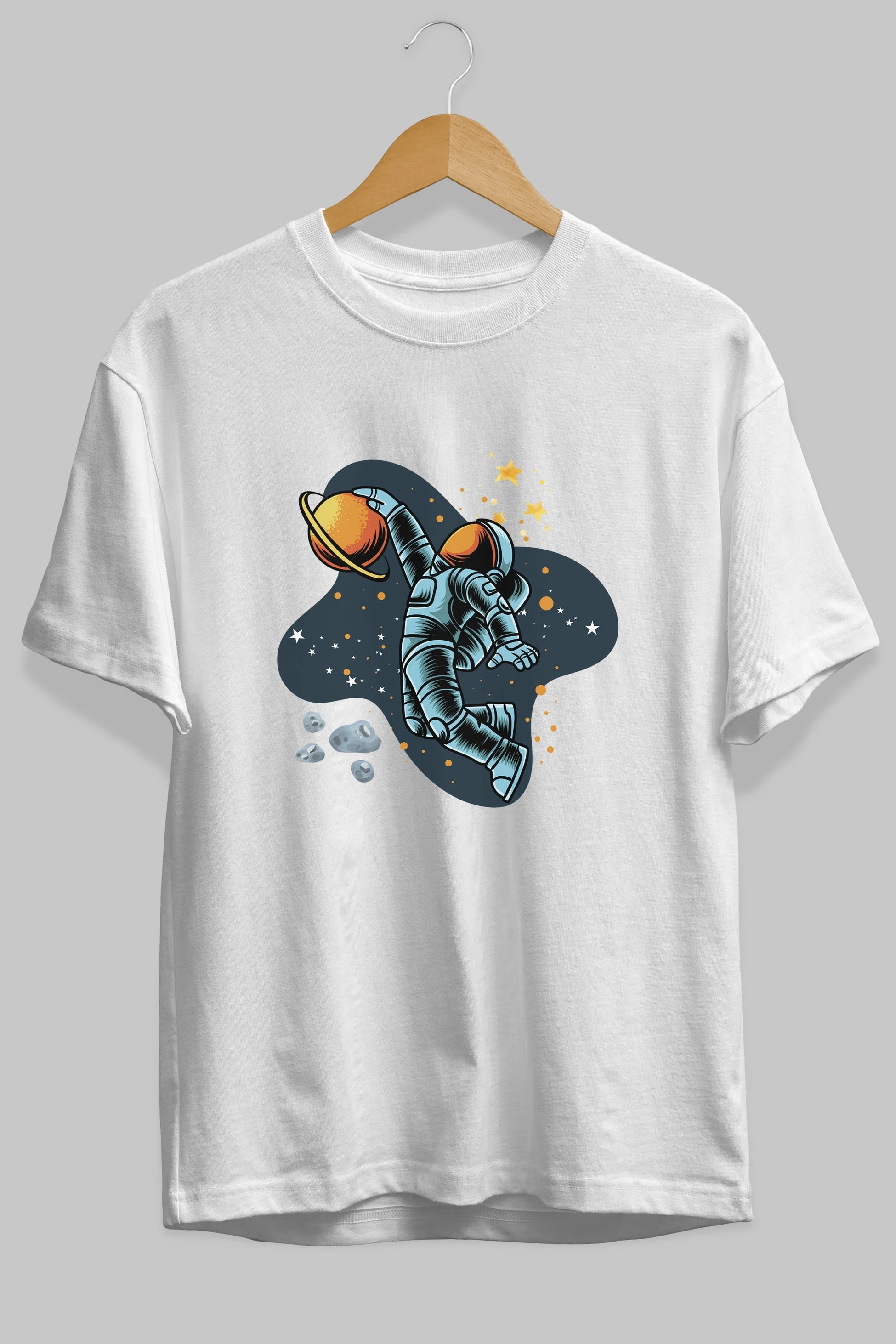 Astronot Basketbol Ön Baskılı Oversize t-shirt Erkek Kadın Unisex