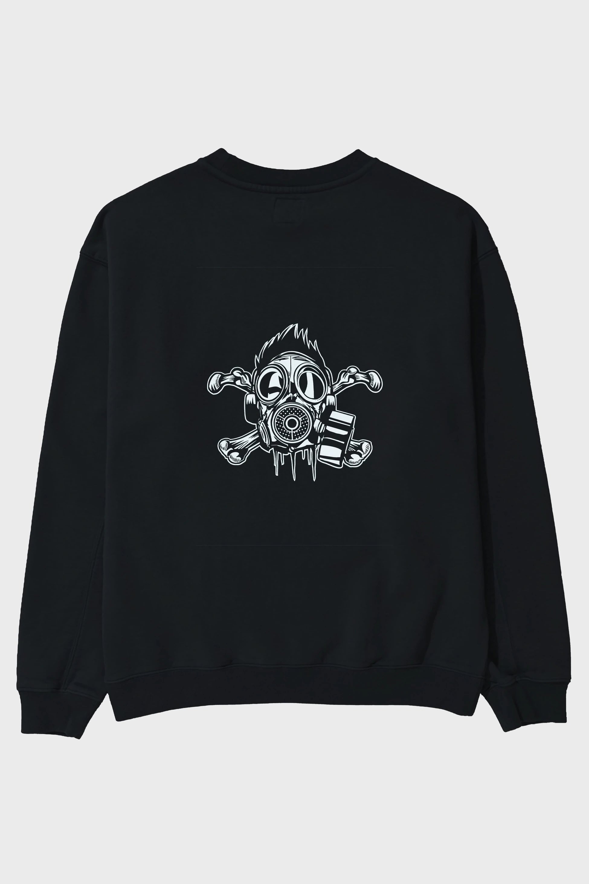 Cross Bones Gasmask Arka Baskılı Oversize Sweatshirt Erkek Kadın Unisex