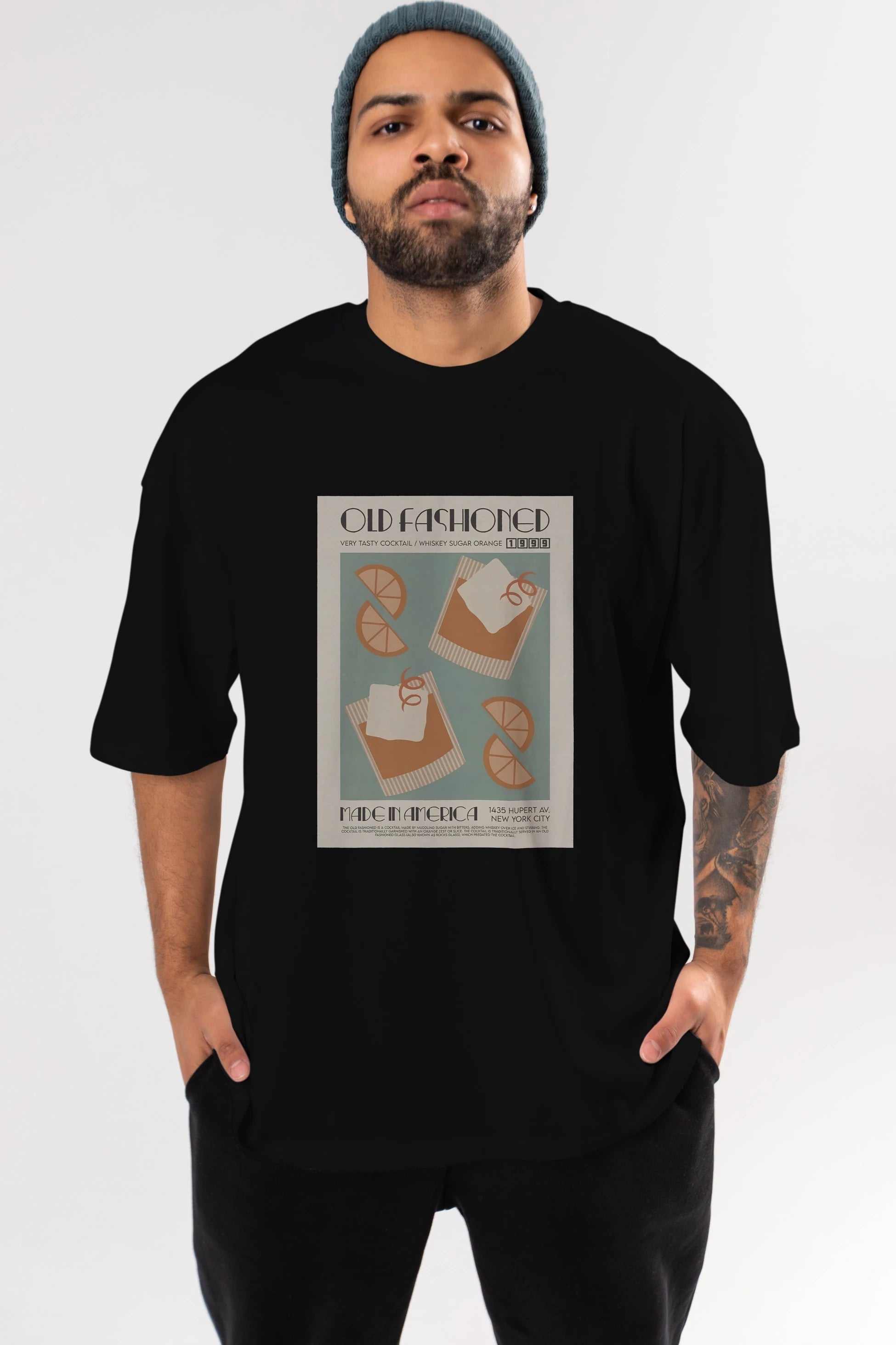 Old Fashioned 2 Ön Baskılı Oversize t-shirt Erkek Kadın Unisex %100 Pamuk Bisiklet Yaka tişort