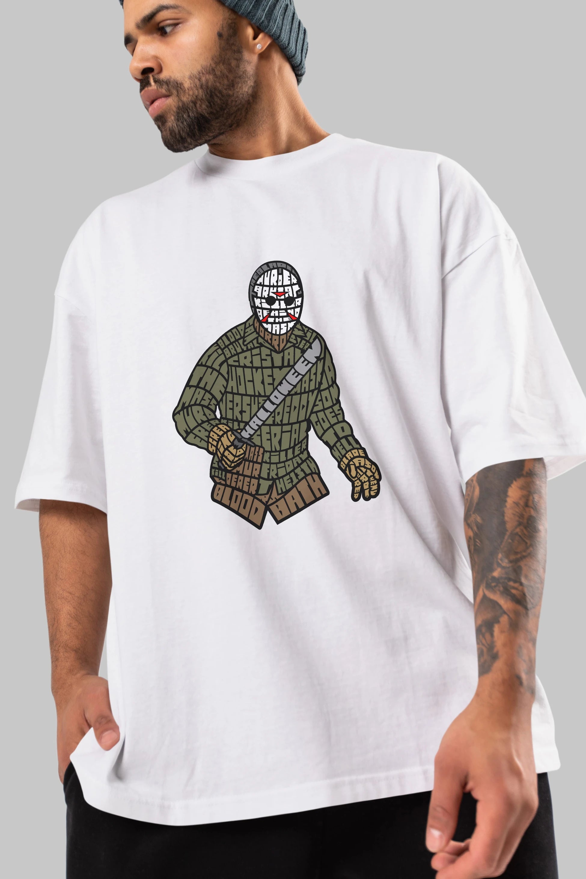 Jason Ön Baskılı Oversize t-shirt %100 pamuk Erkek Kadın Unisex