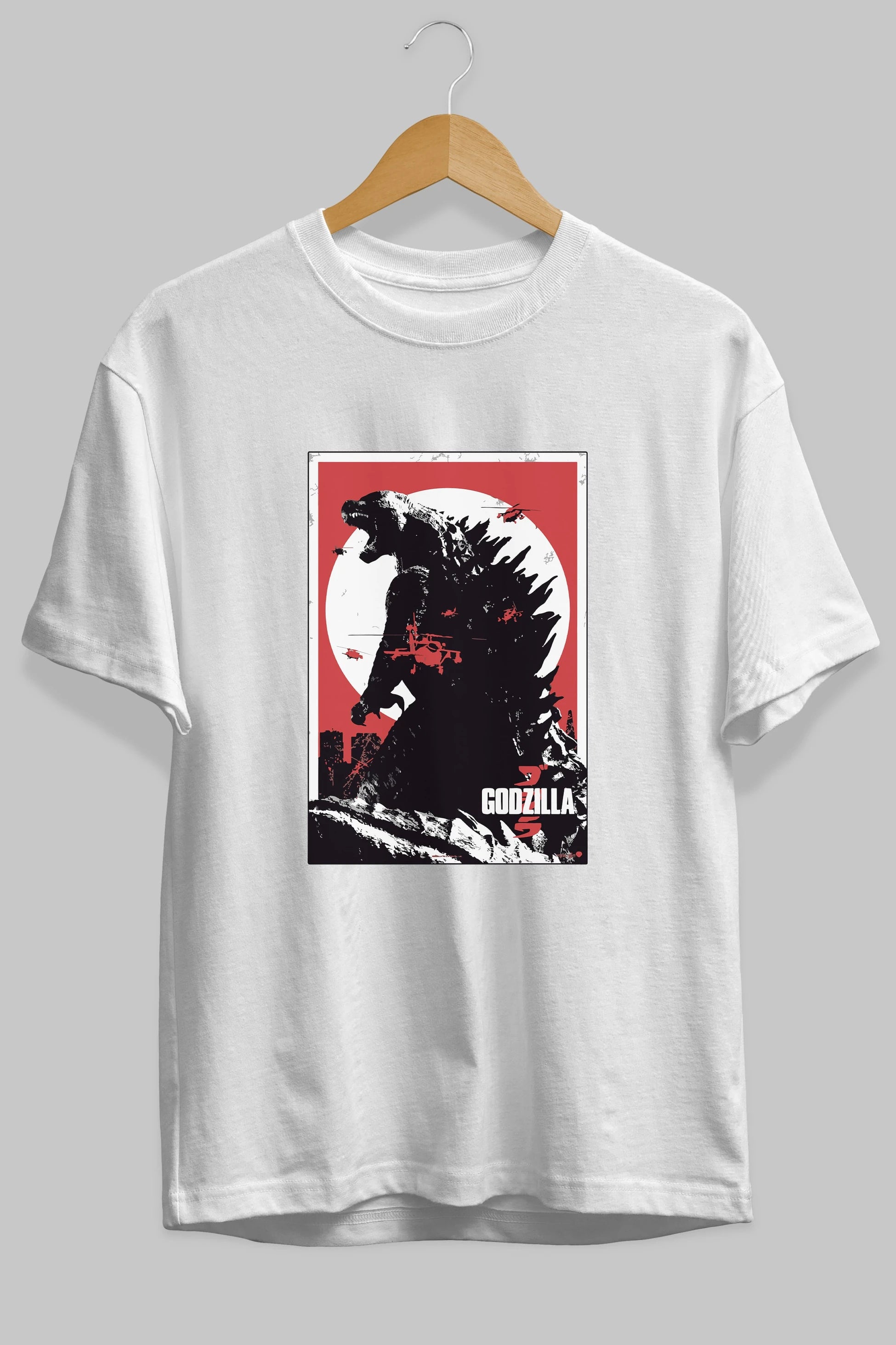 Godzilla (2) Ön Baskılı Oversize t-shirt Erkek Kadın Unisex %100 Pamuk Bisiklet Yaka tişort